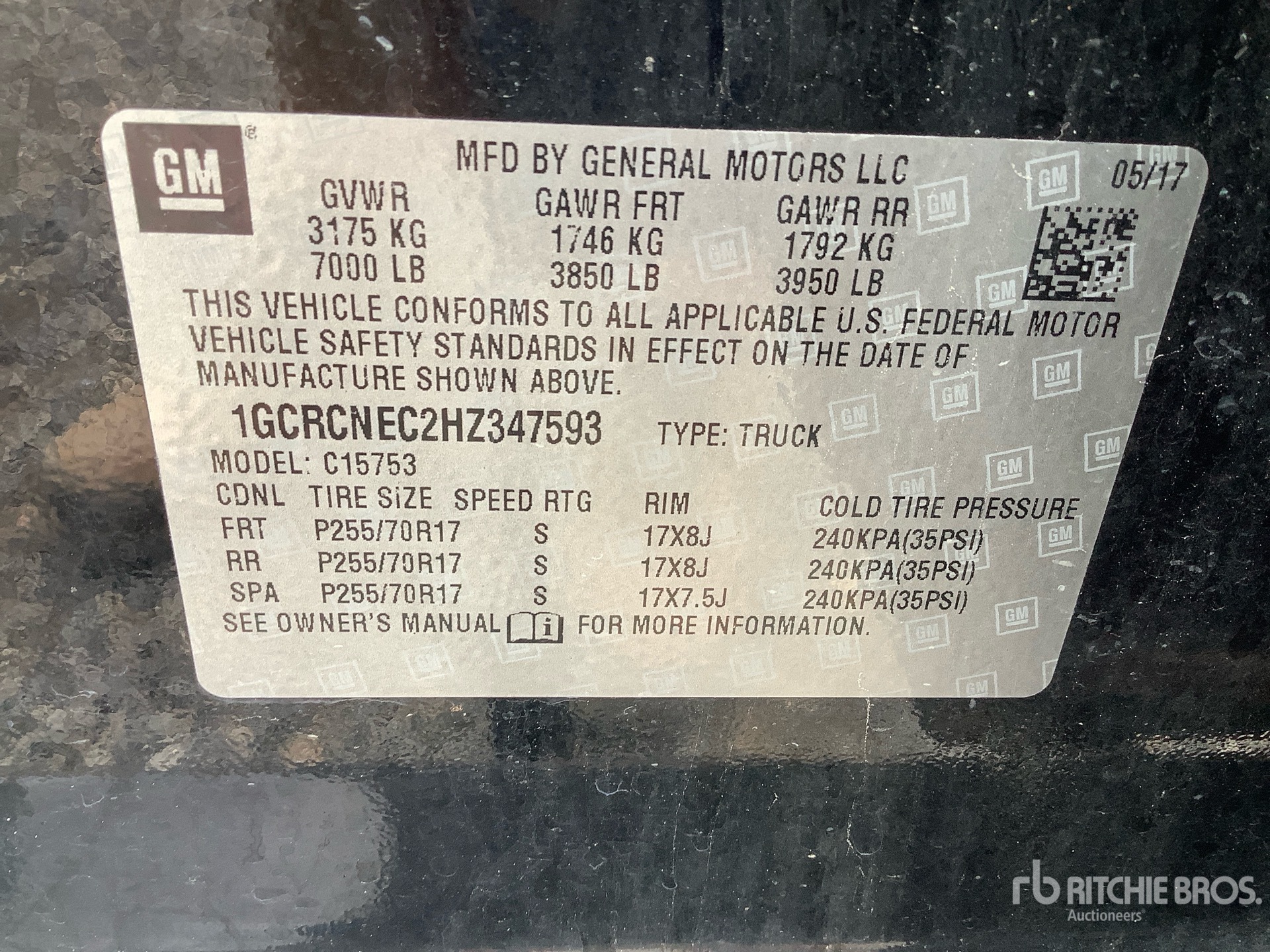General Appearance with Serial Number / VIN