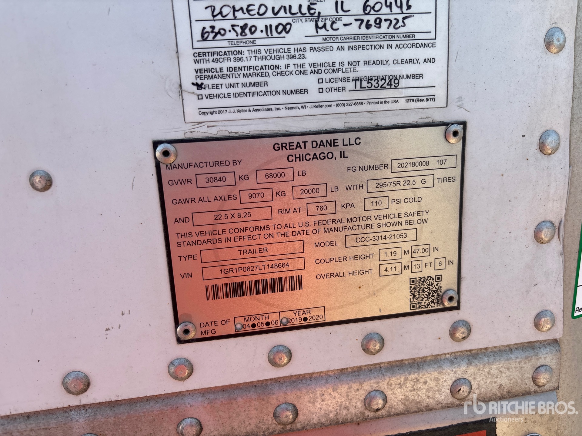 General Appearance with Serial Number / VIN