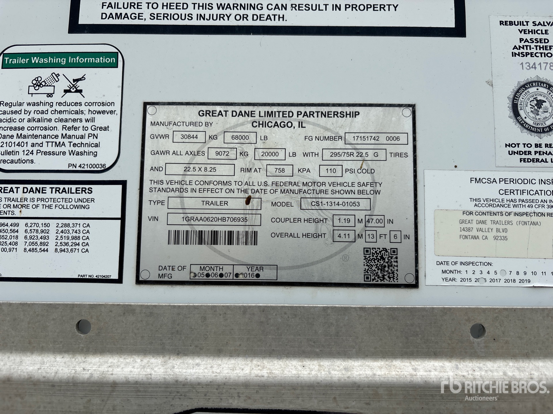 General Appearance with Serial Number / VIN