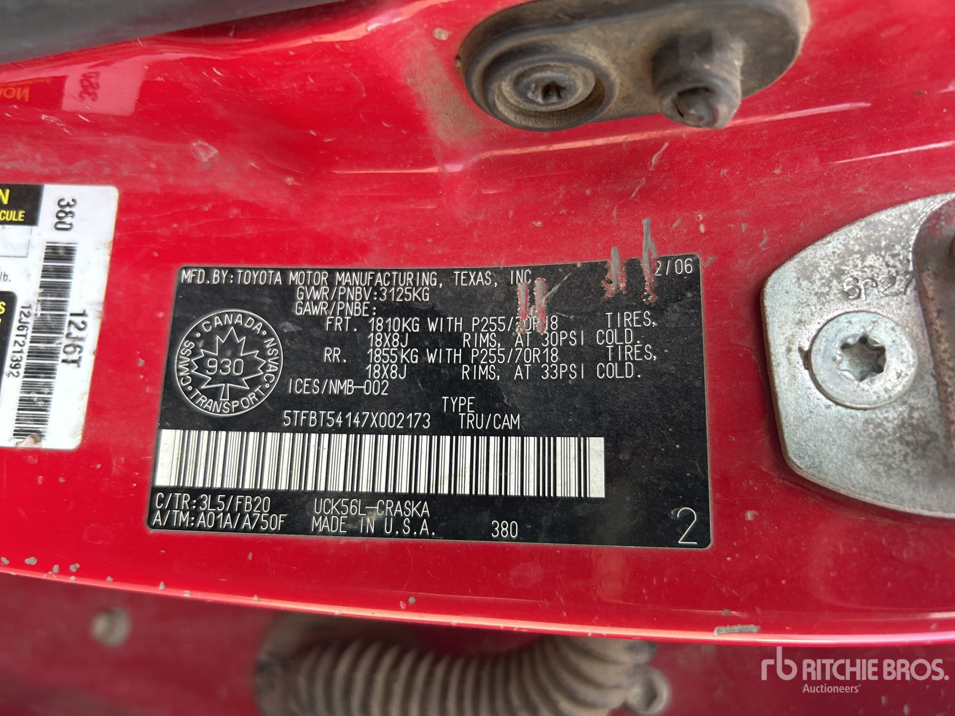 General Appearance with Serial Number / VIN
