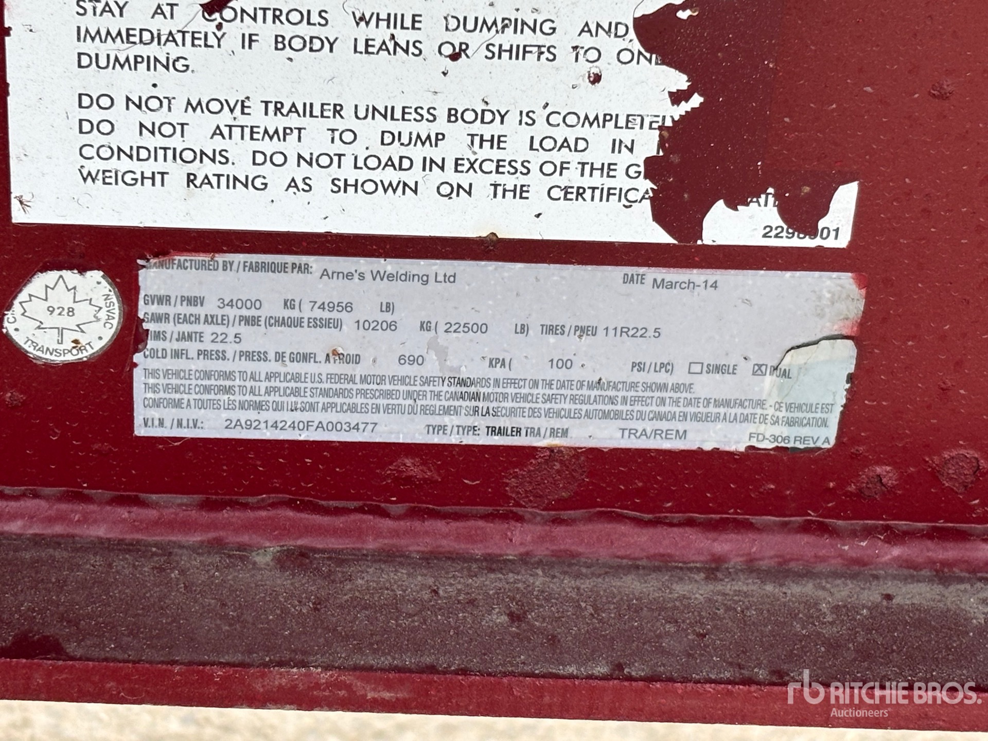 General Appearance with Serial Number / VIN