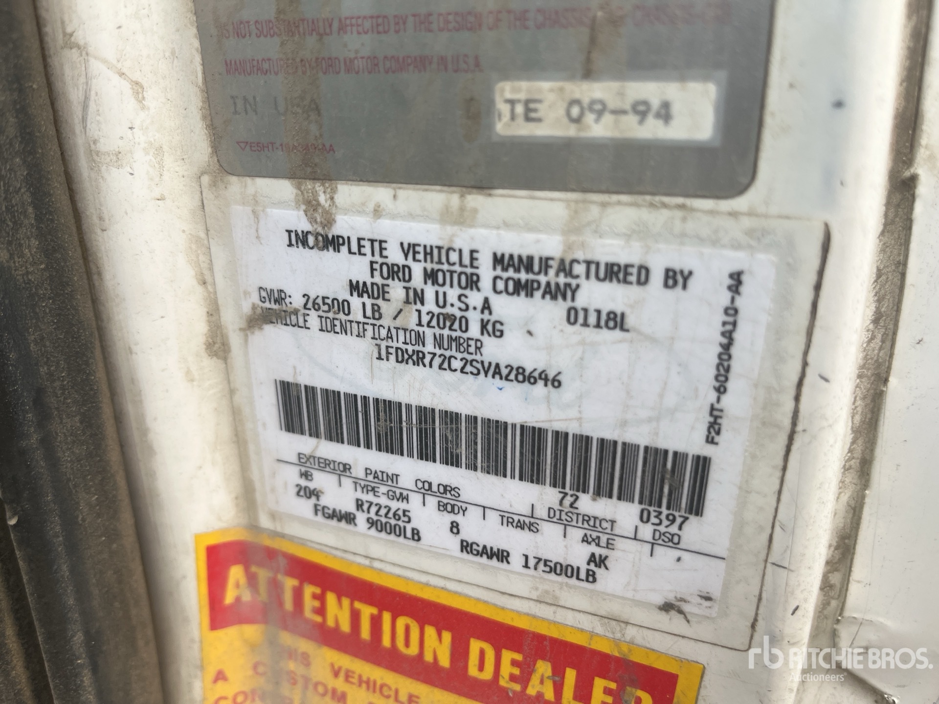 General Appearance with Serial Number / VIN