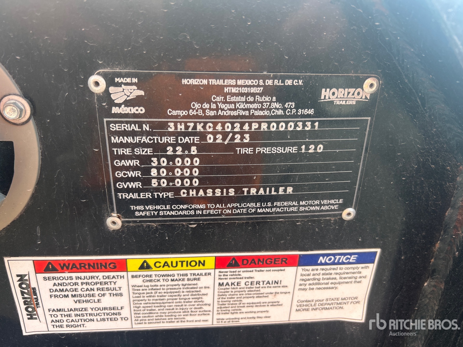 General Appearance with Serial Number / VIN