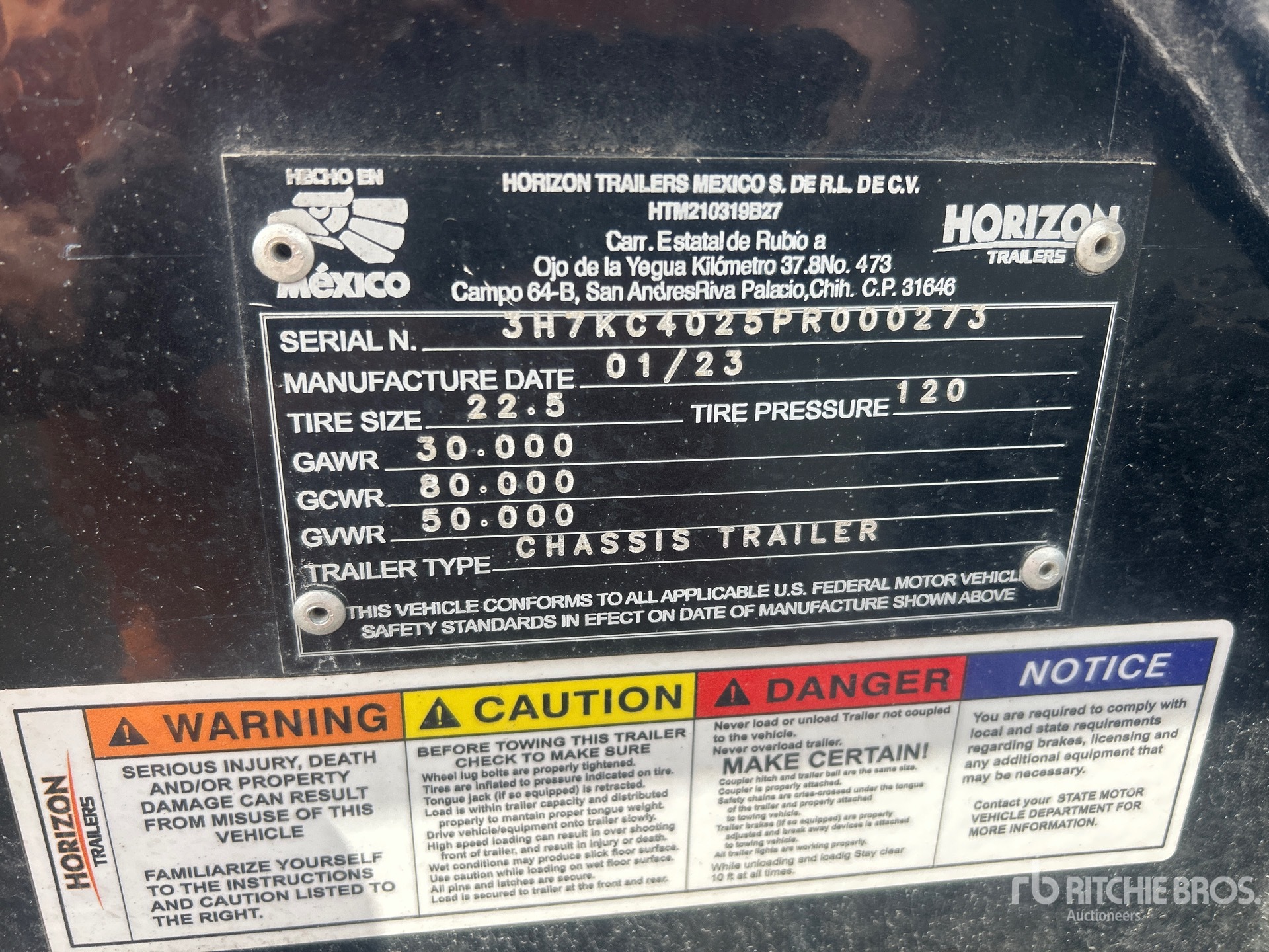 General Appearance with Serial Number / VIN