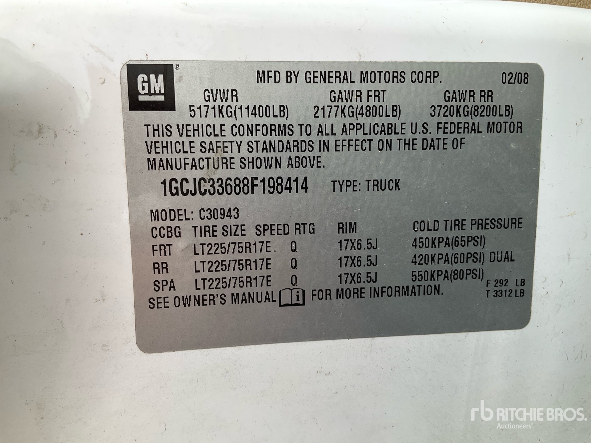 General Appearance with Serial Number / VIN