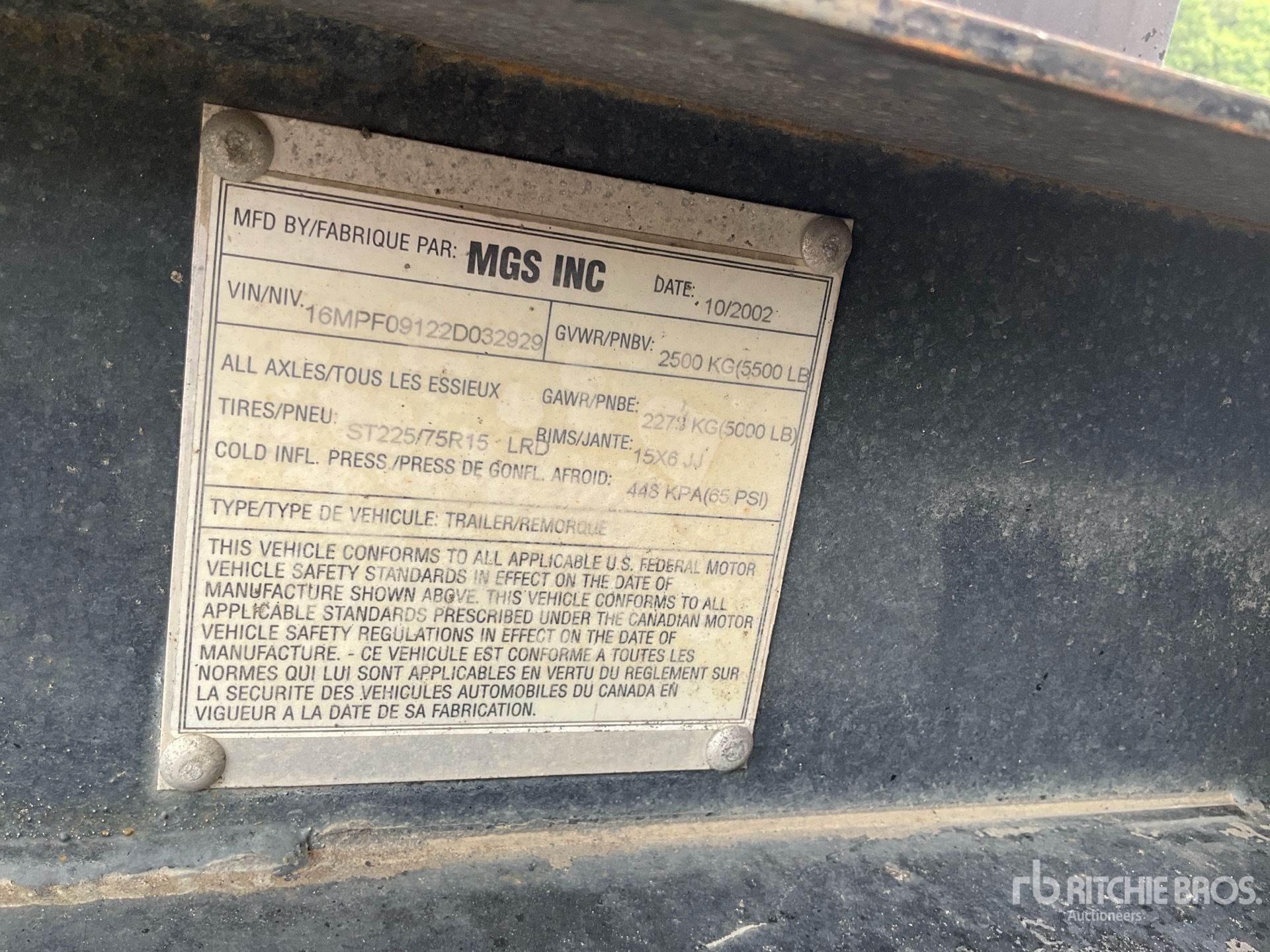 General Appearance with Serial Number / VIN