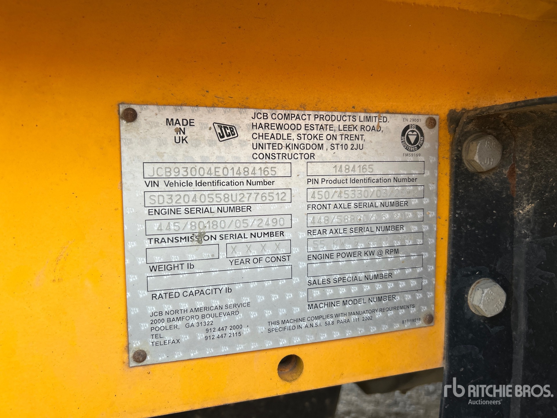 General Appearance with Serial Number / VIN