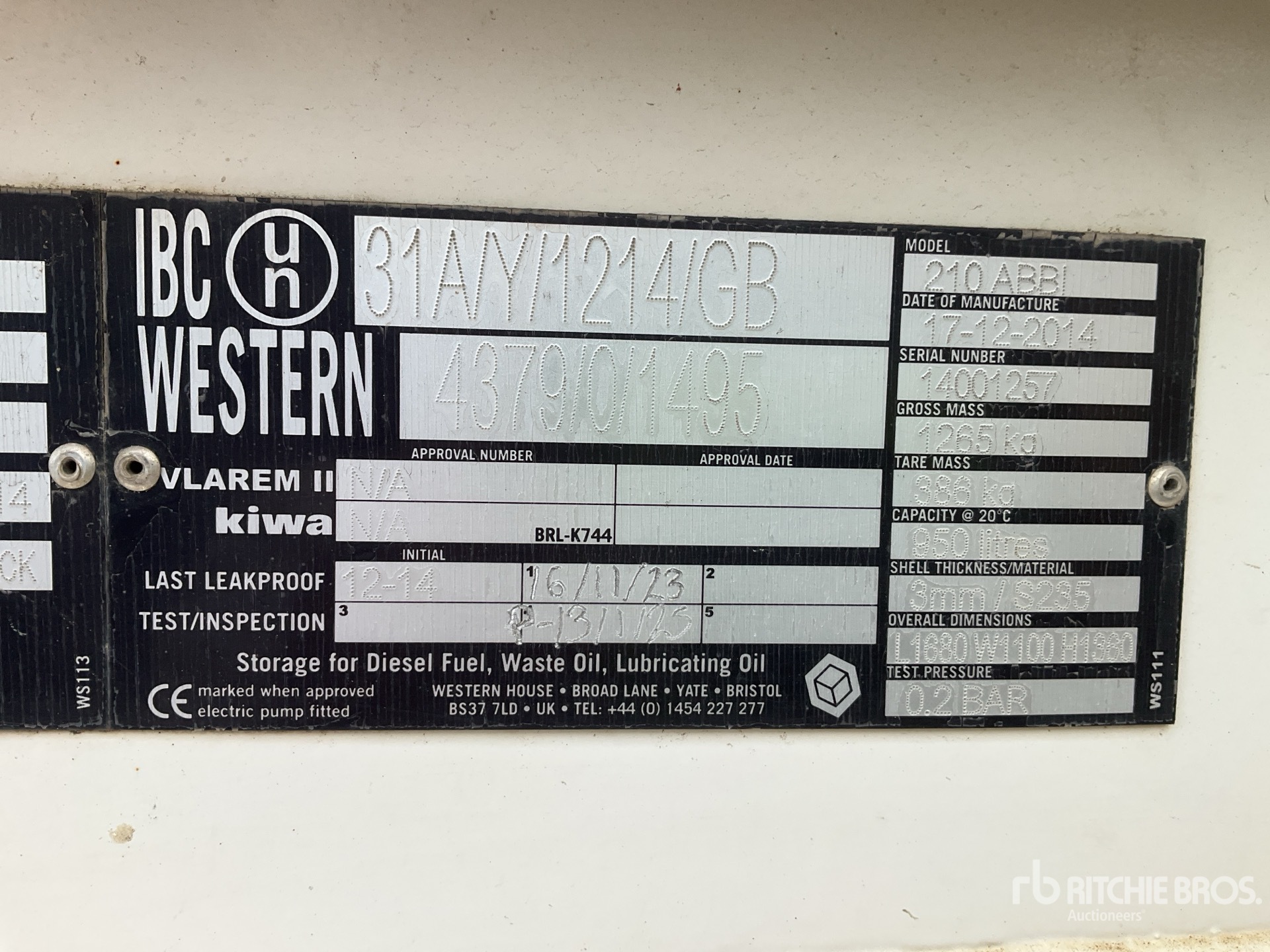 General Appearance with Serial Number / VIN