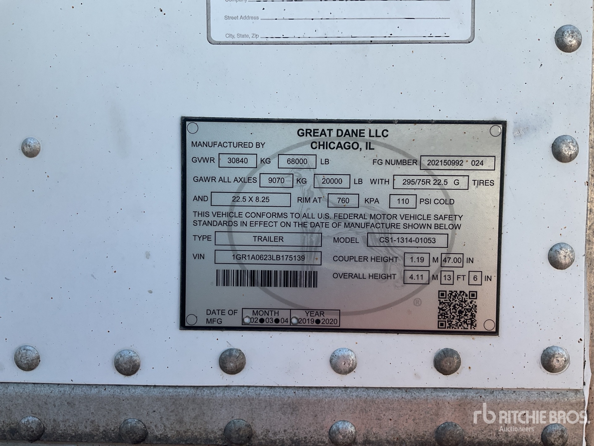 General Appearance with Serial Number / VIN