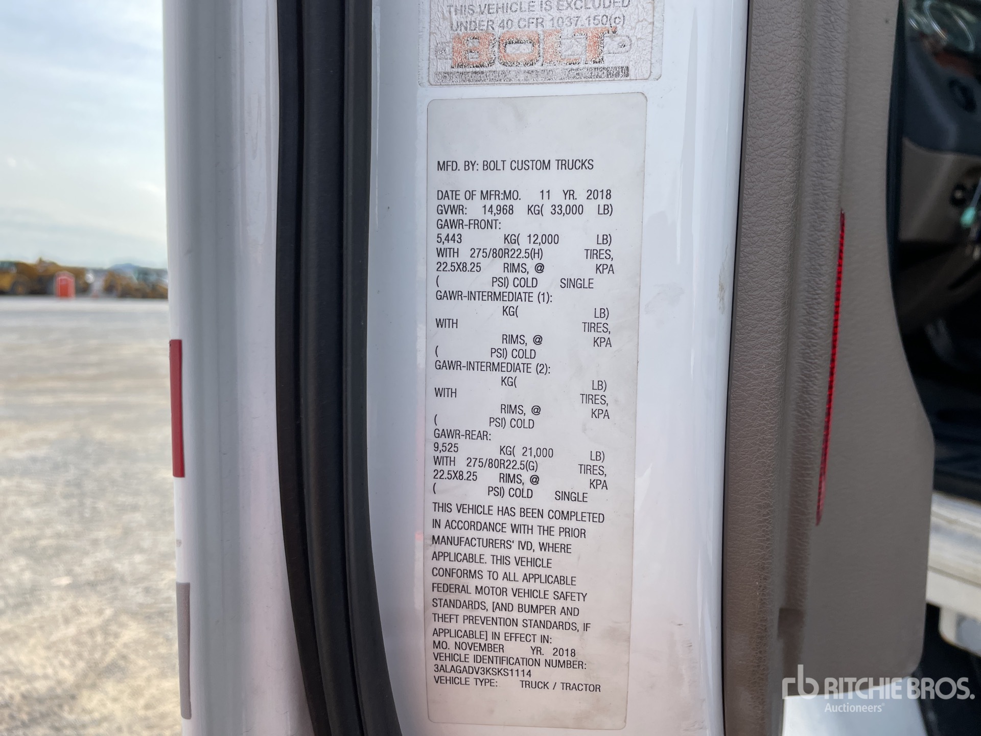General Appearance with Serial Number / VIN