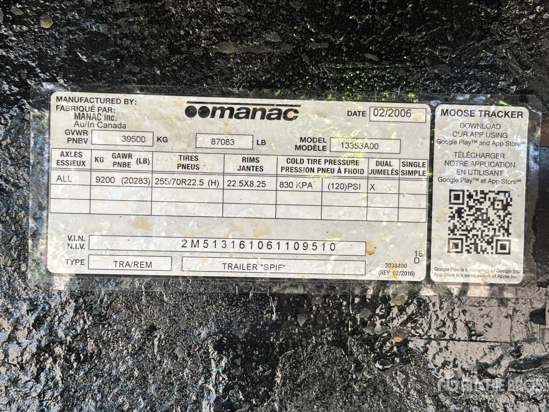 General Appearance with Serial Number / VIN