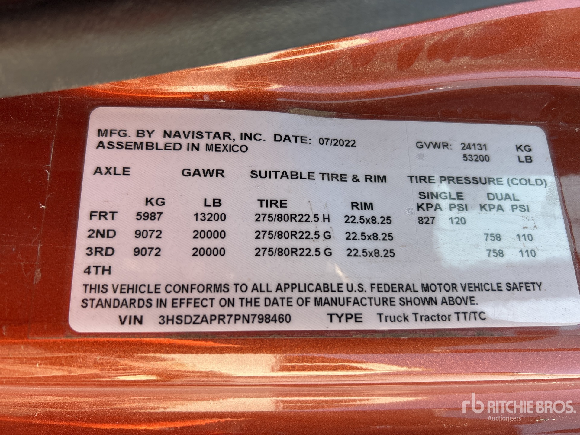 General Appearance with Serial Number / VIN