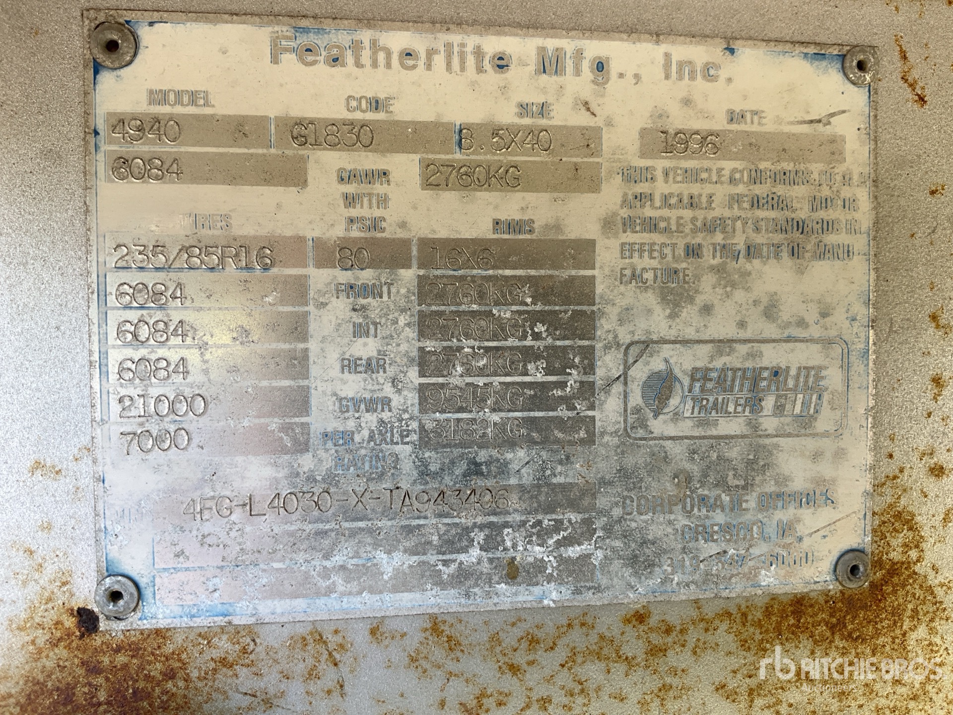 General Appearance with Serial Number / VIN