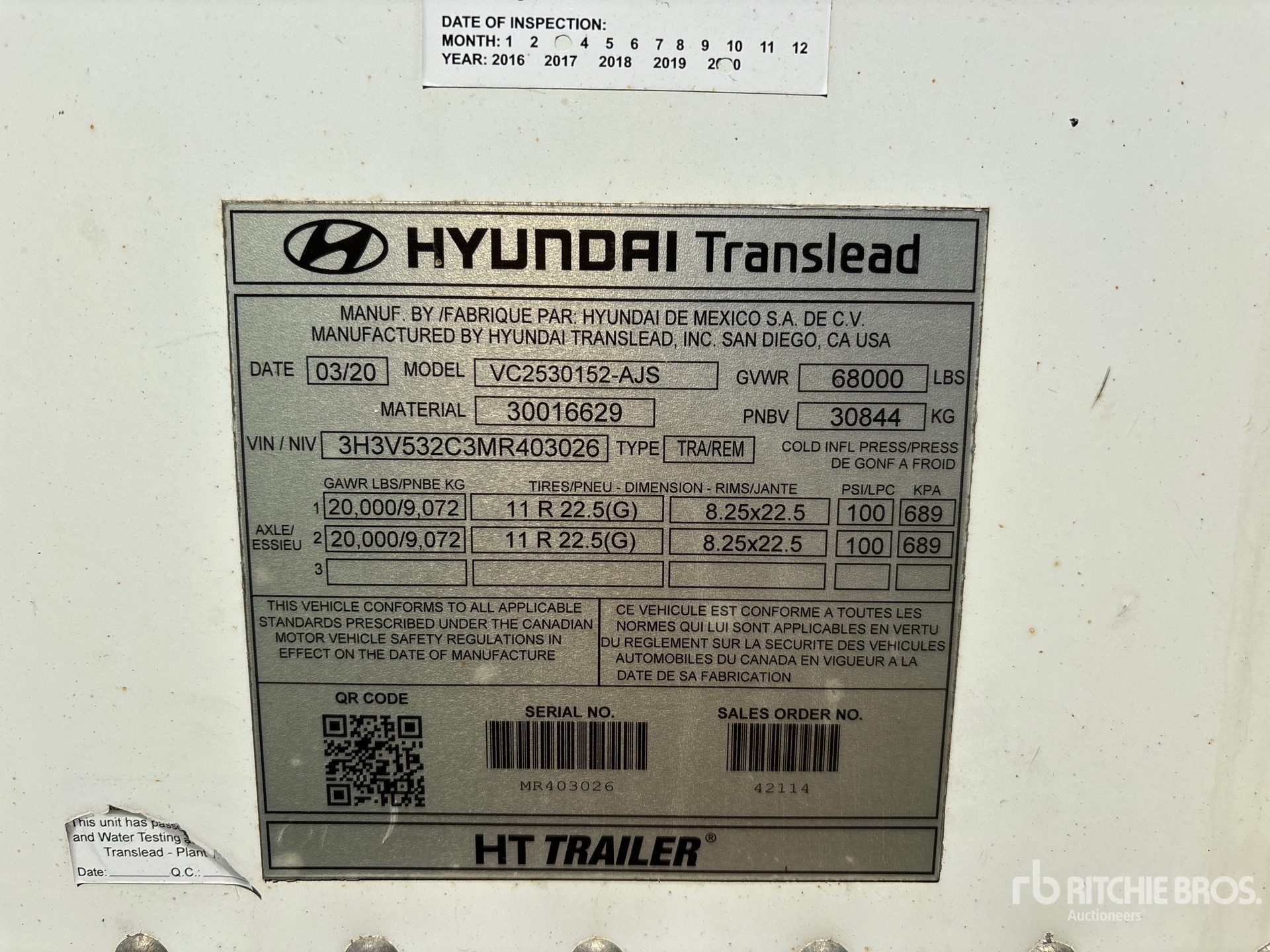 General Appearance with Serial Number / VIN