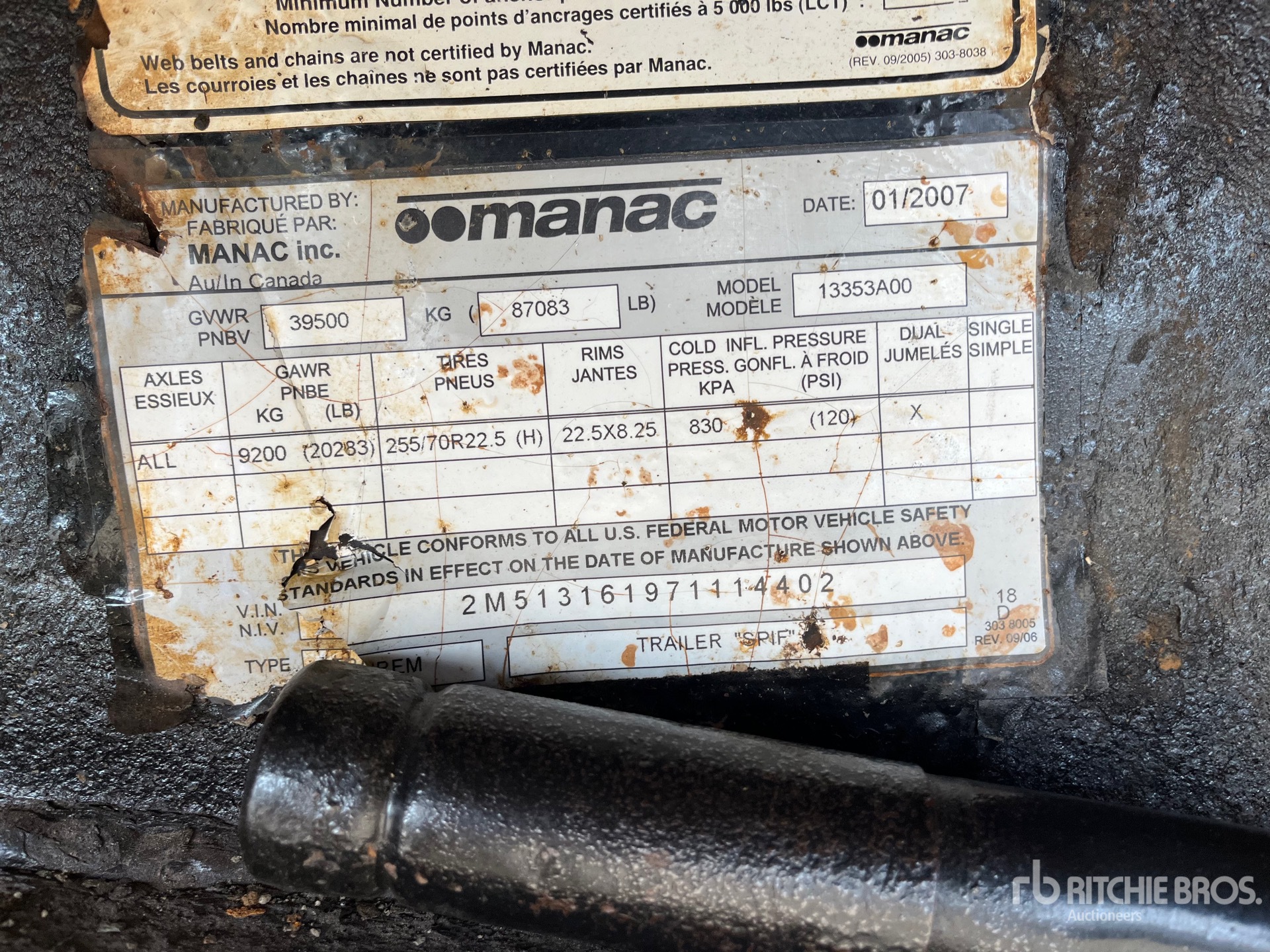 General Appearance with Serial Number / VIN