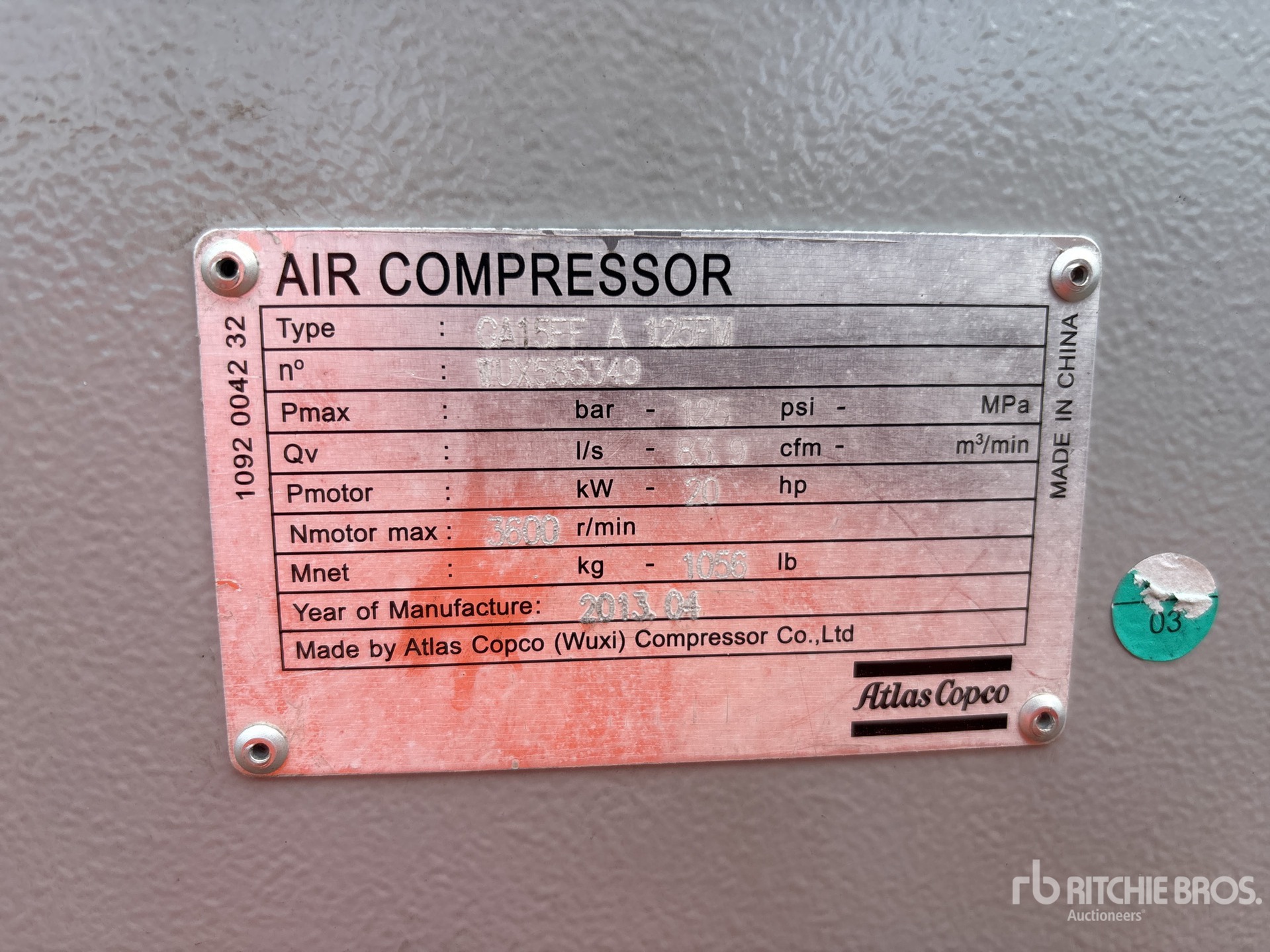 General Appearance with Serial Number / VIN