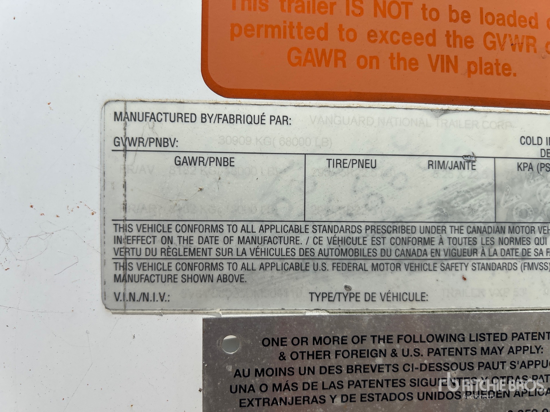 General Appearance with Serial Number / VIN