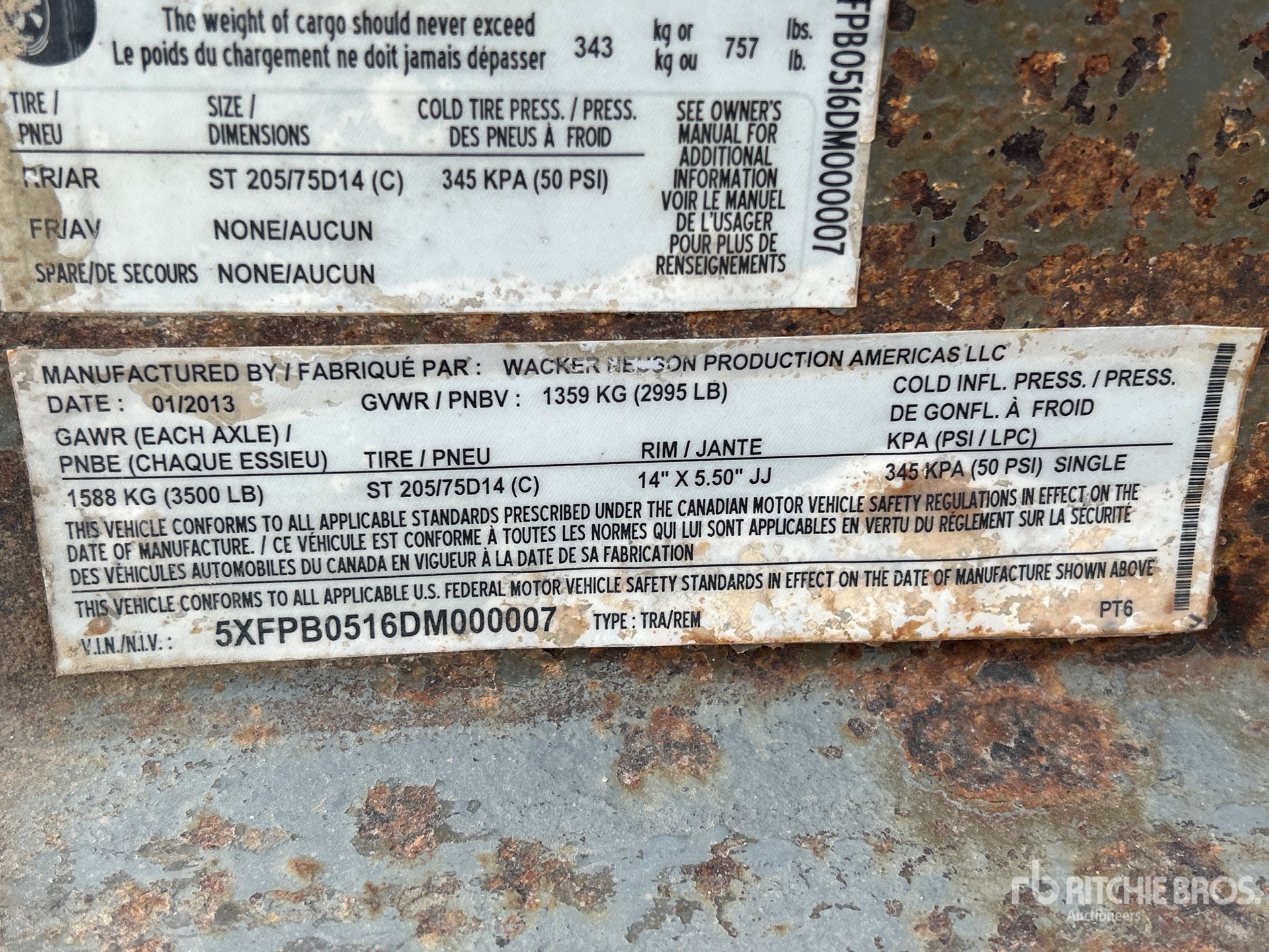 General Appearance with Serial Number / VIN