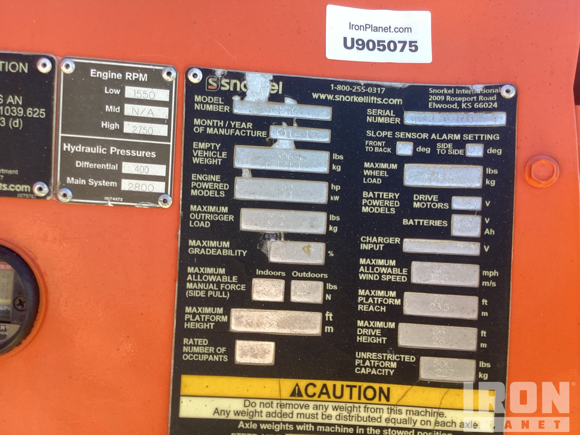 General Appearance with Serial Number / VIN