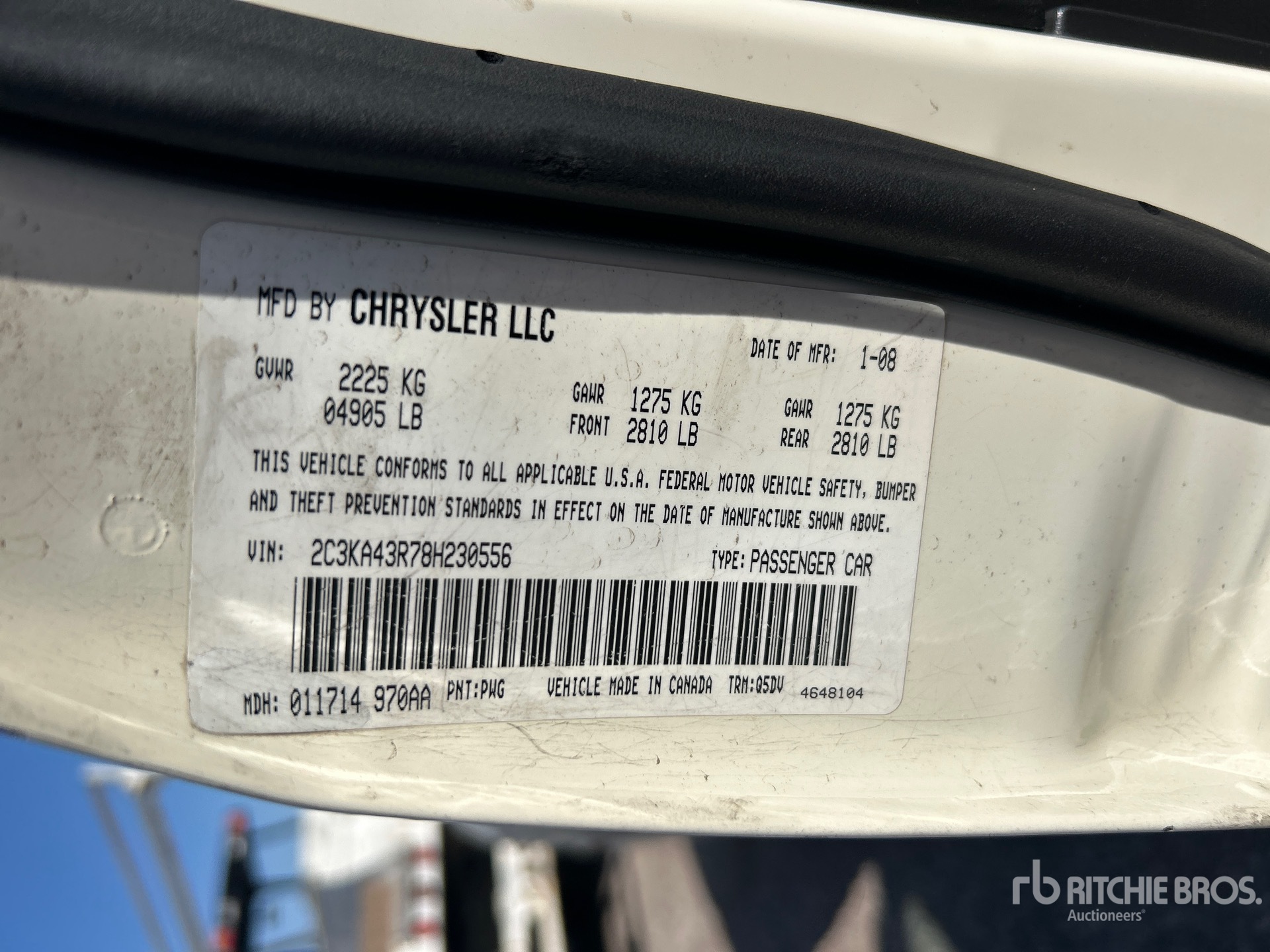 General Appearance with Serial Number / VIN