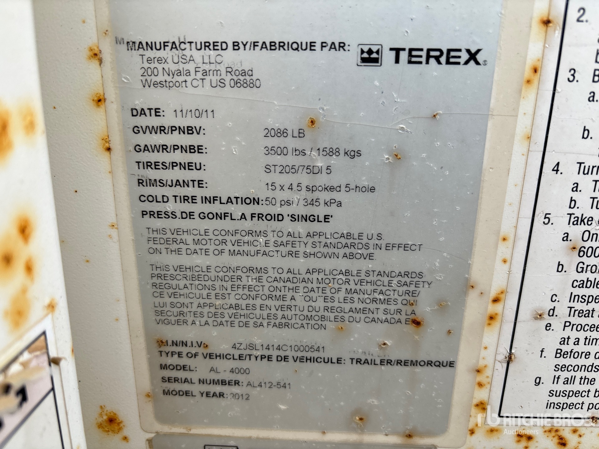 General Appearance with Serial Number / VIN