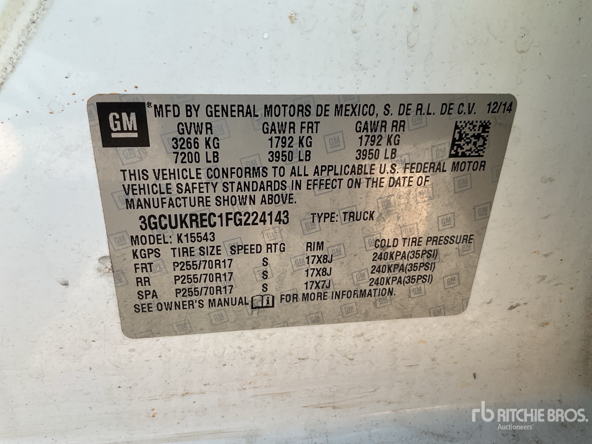 General Appearance with Serial Number / VIN