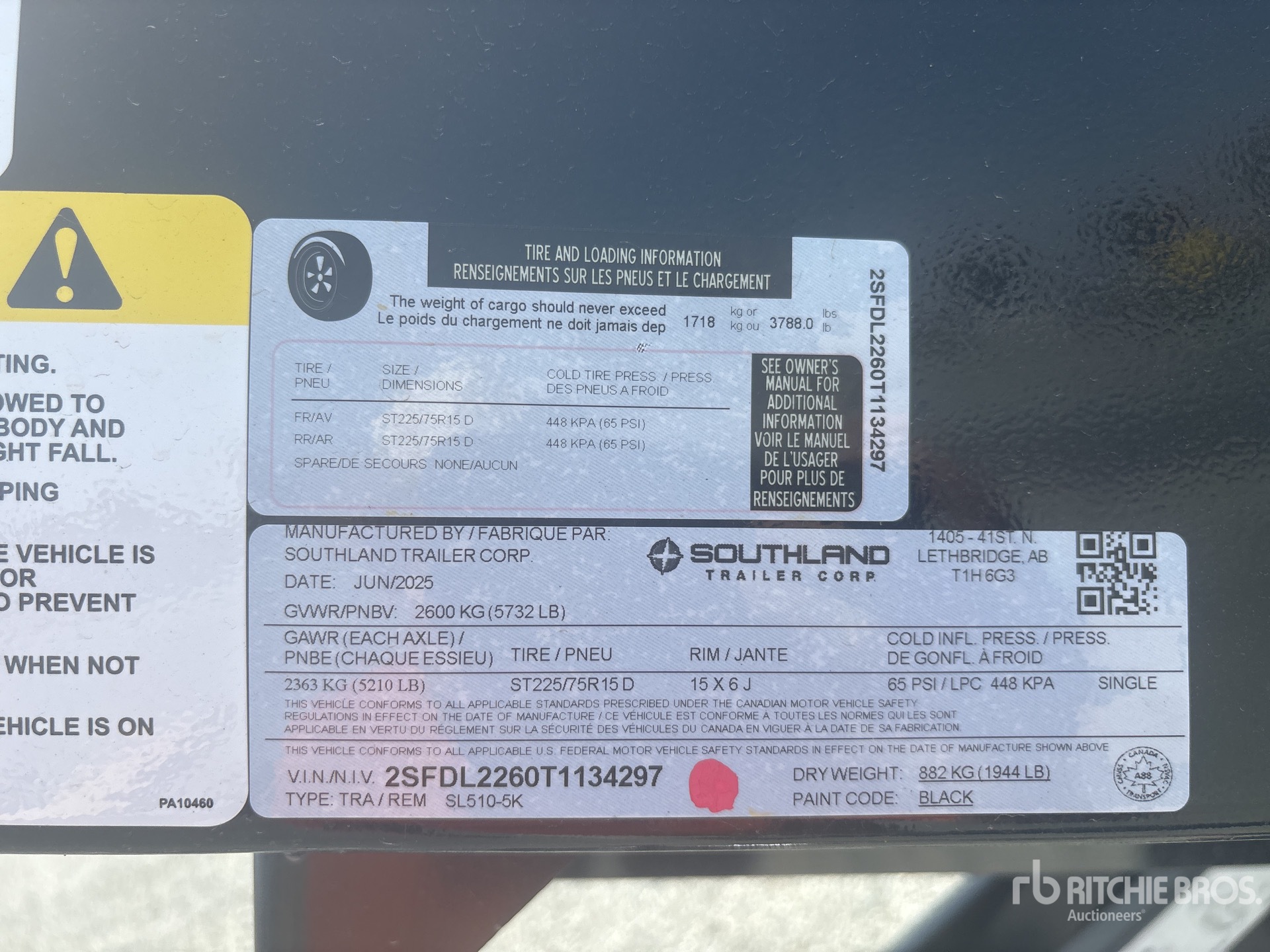 General Appearance with Serial Number / VIN