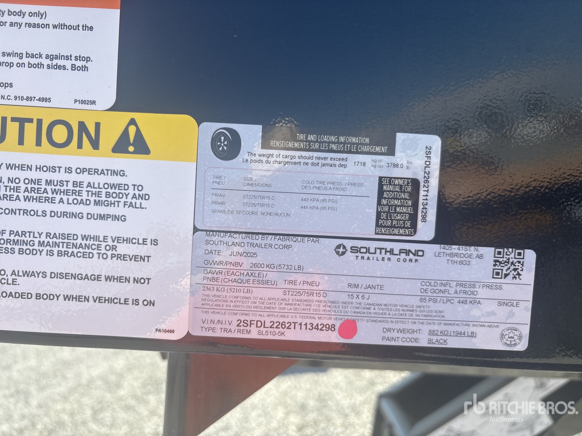 General Appearance with Serial Number / VIN