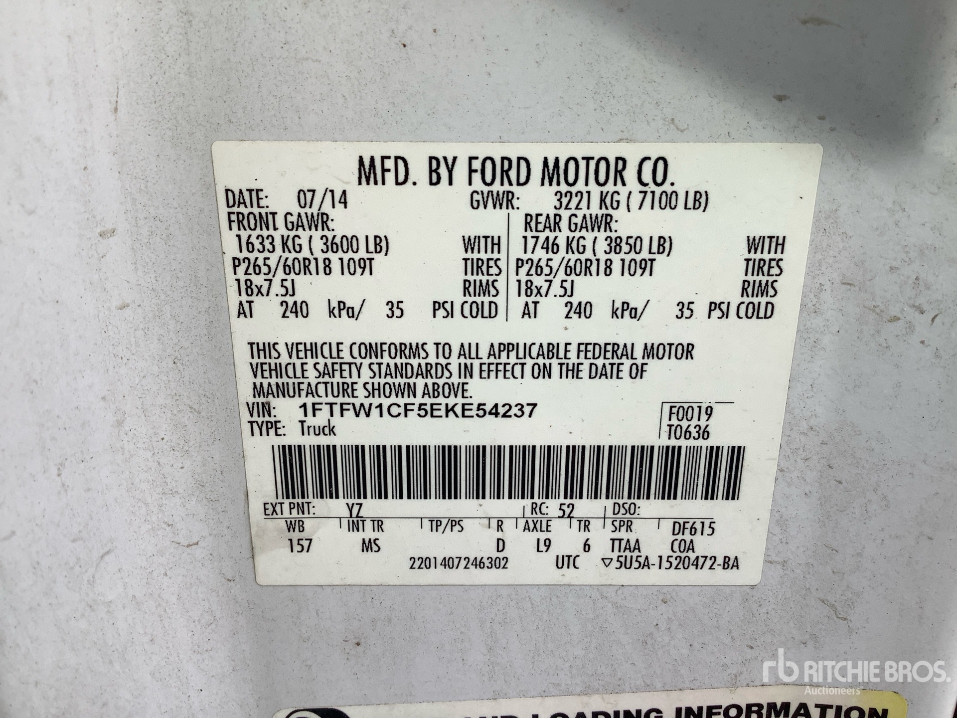 General Appearance with Serial Number / VIN