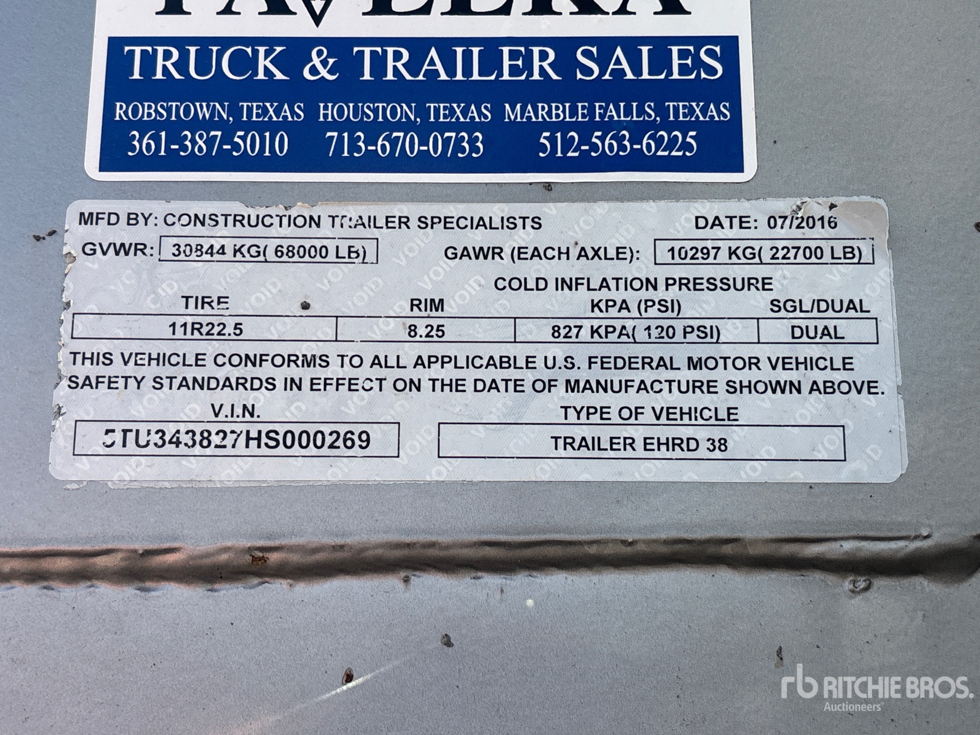 General Appearance with Serial Number / VIN