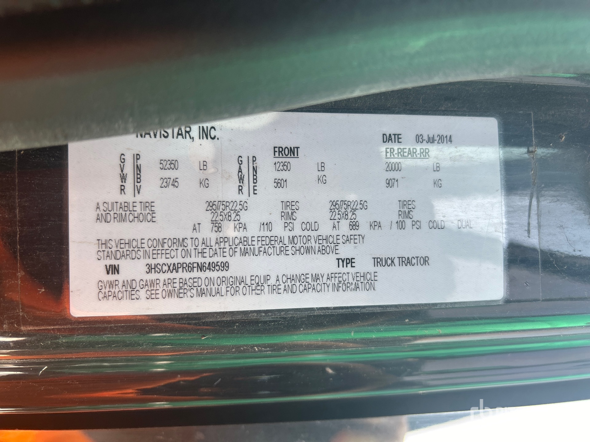 General Appearance with Serial Number / VIN