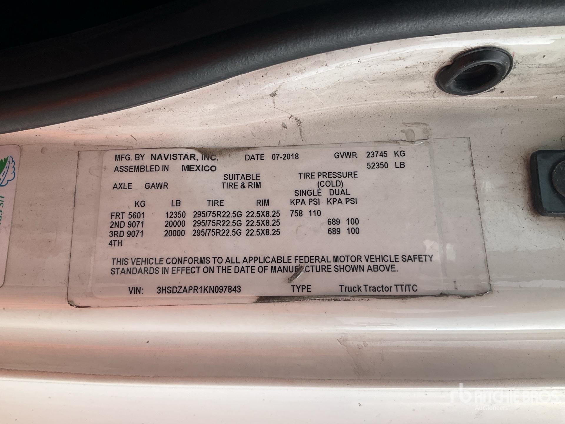 General Appearance with Serial Number / VIN