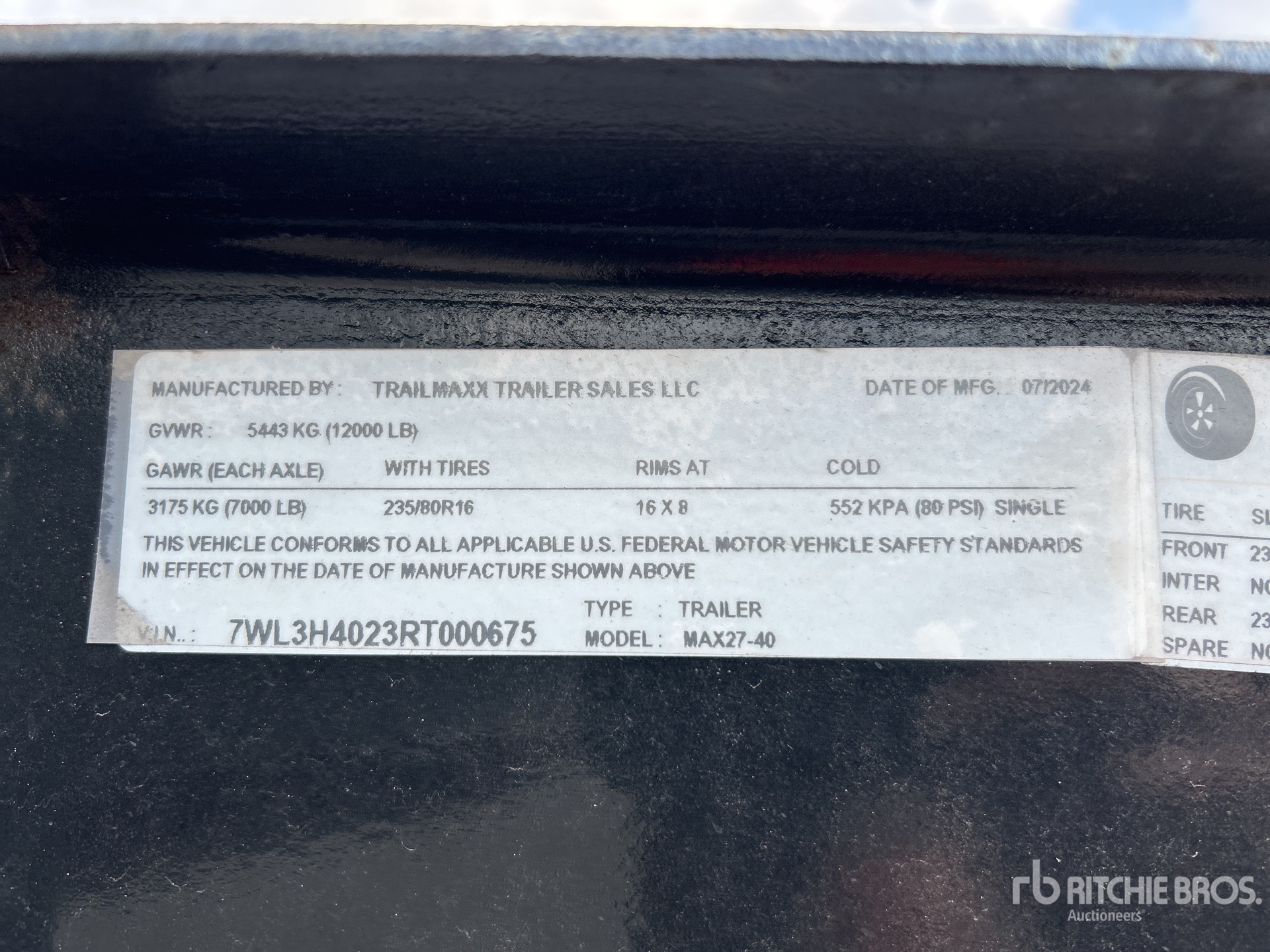 General Appearance with Serial Number / VIN