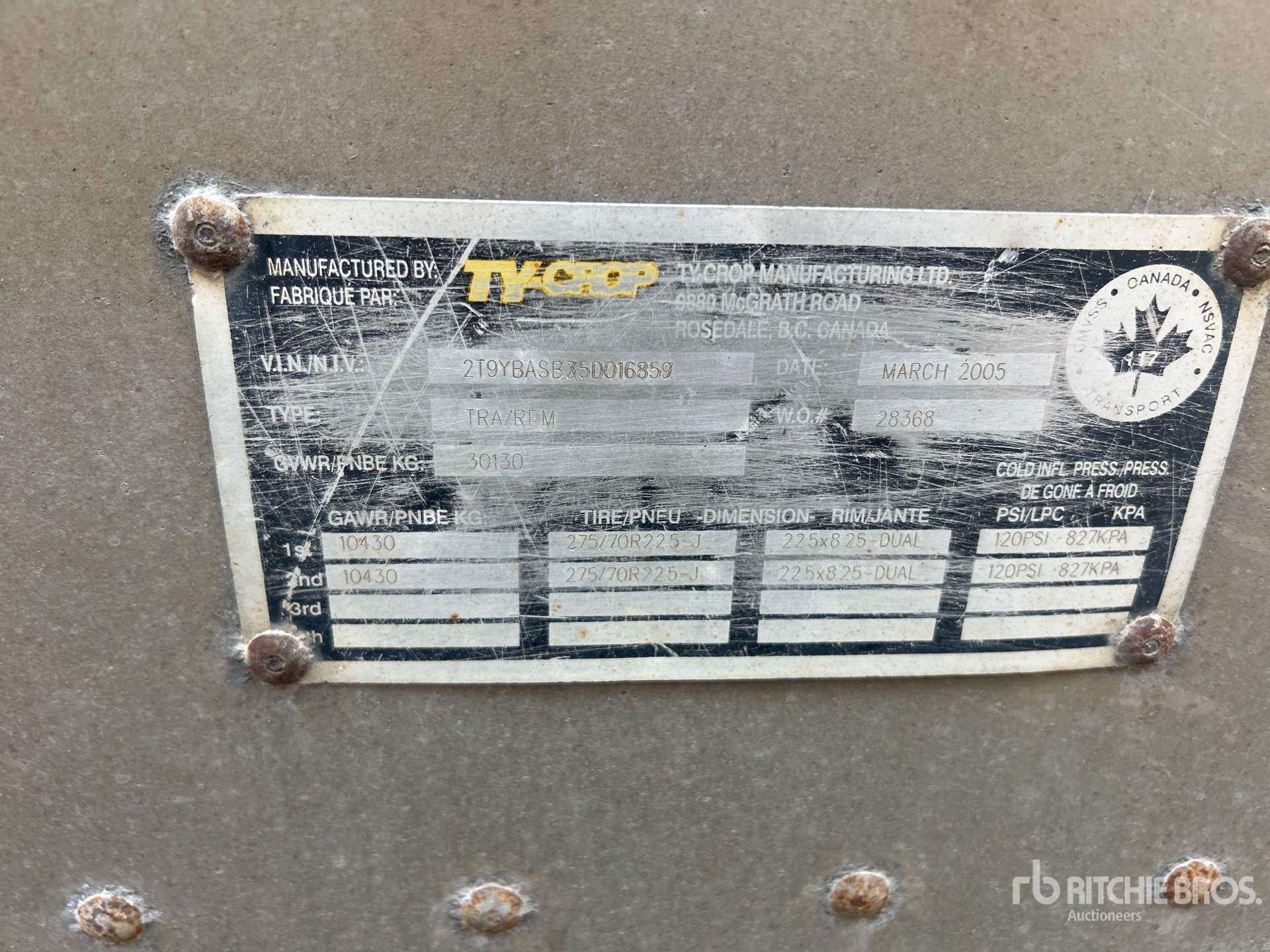 General Appearance with Serial Number / VIN