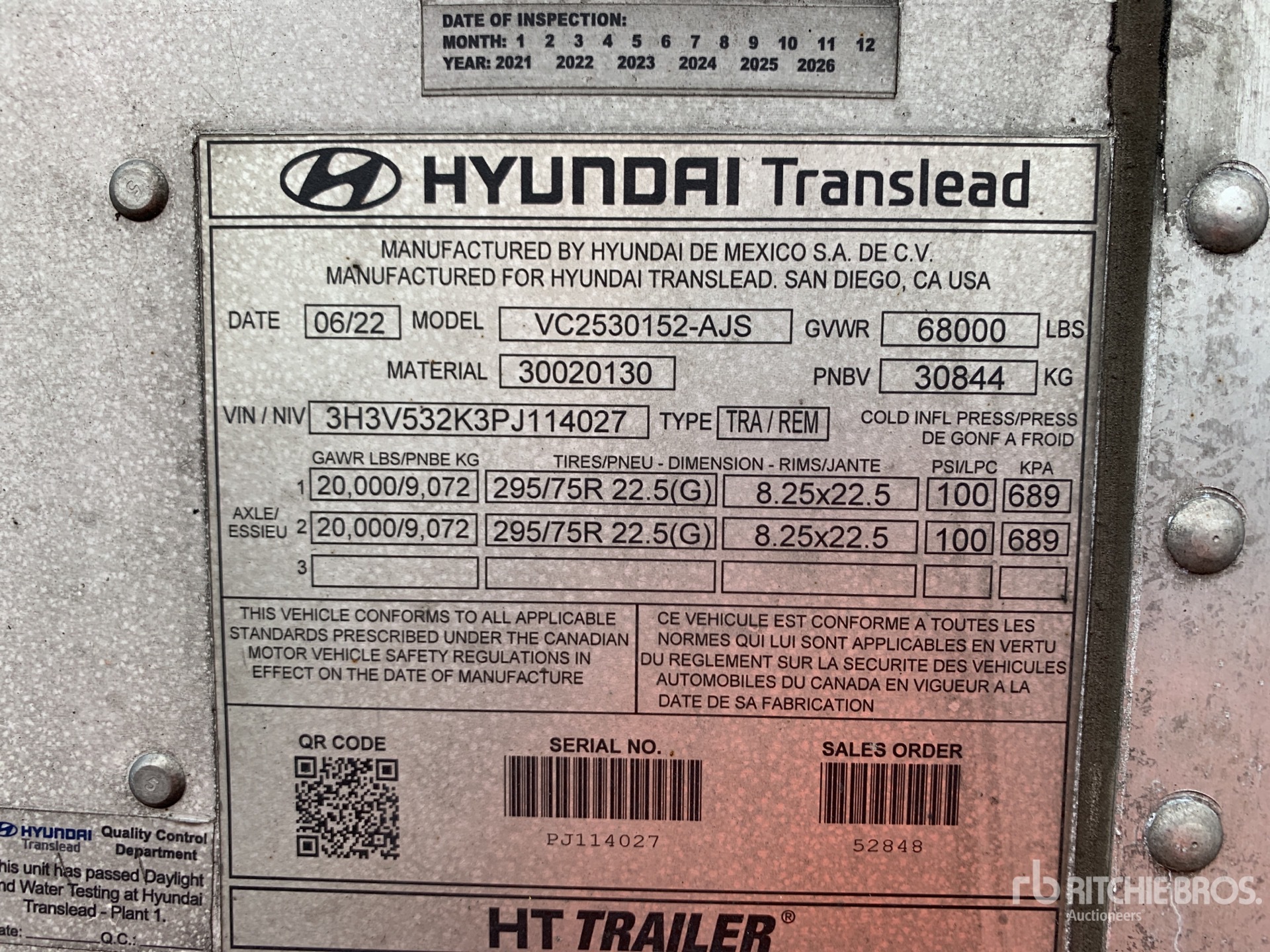 General Appearance with Serial Number / VIN