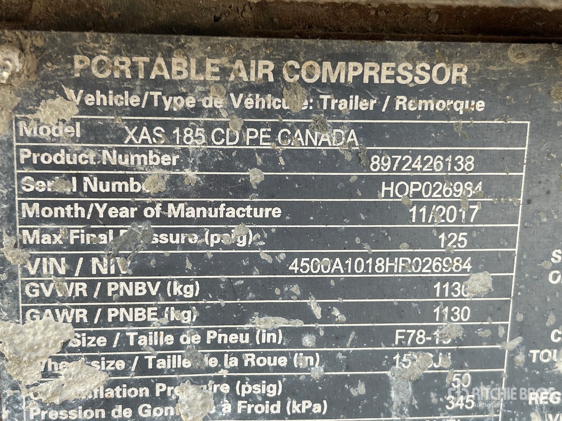 General Appearance with Serial Number / VIN