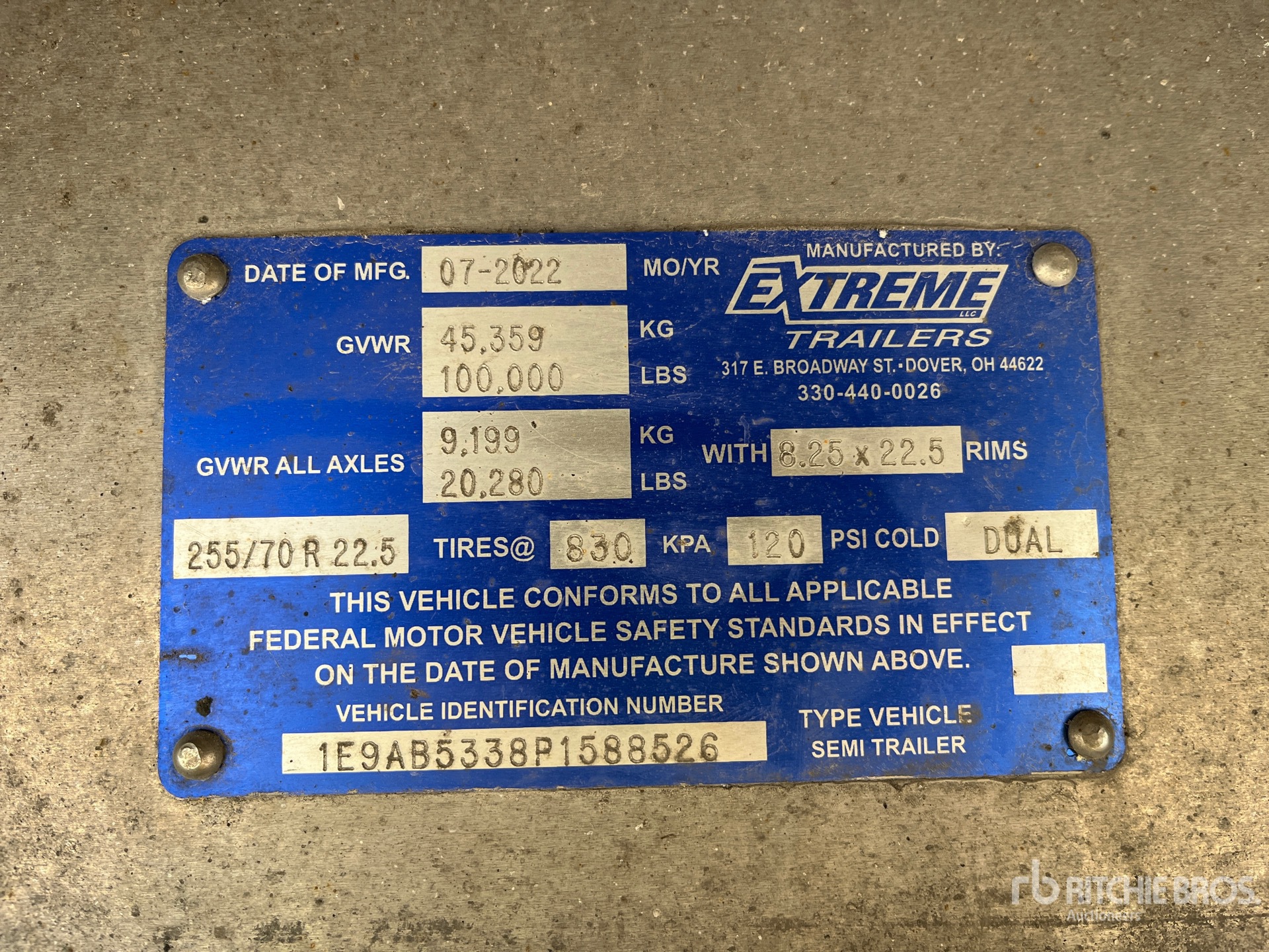 General Appearance with Serial Number / VIN
