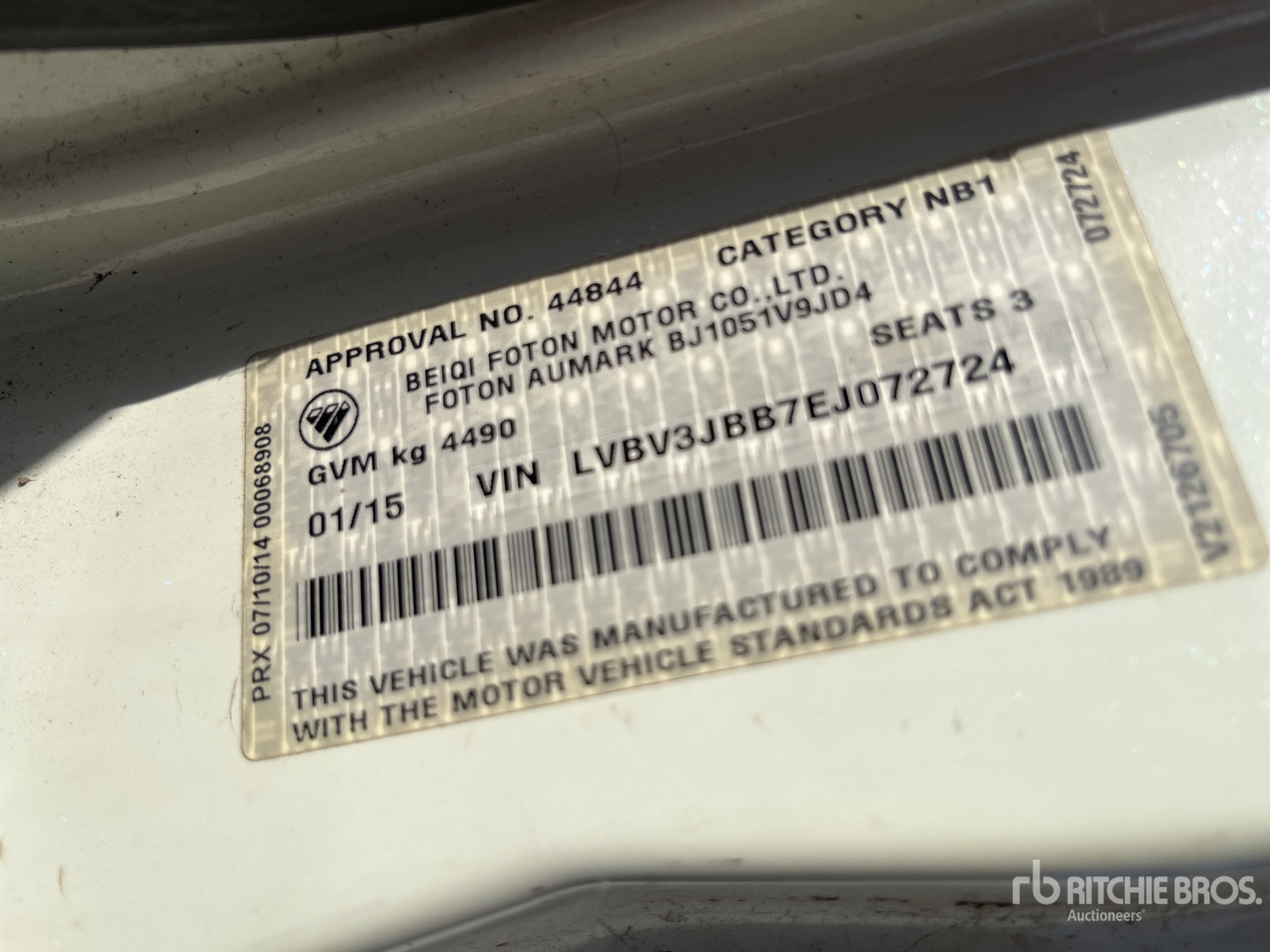 General Appearance with N.º de serie/VIN