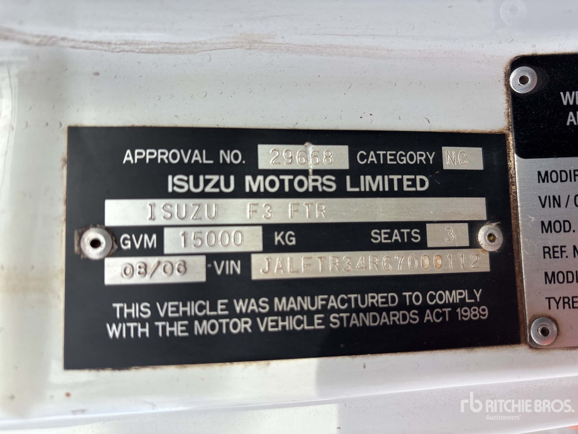 General Appearance with Serial Number / VIN