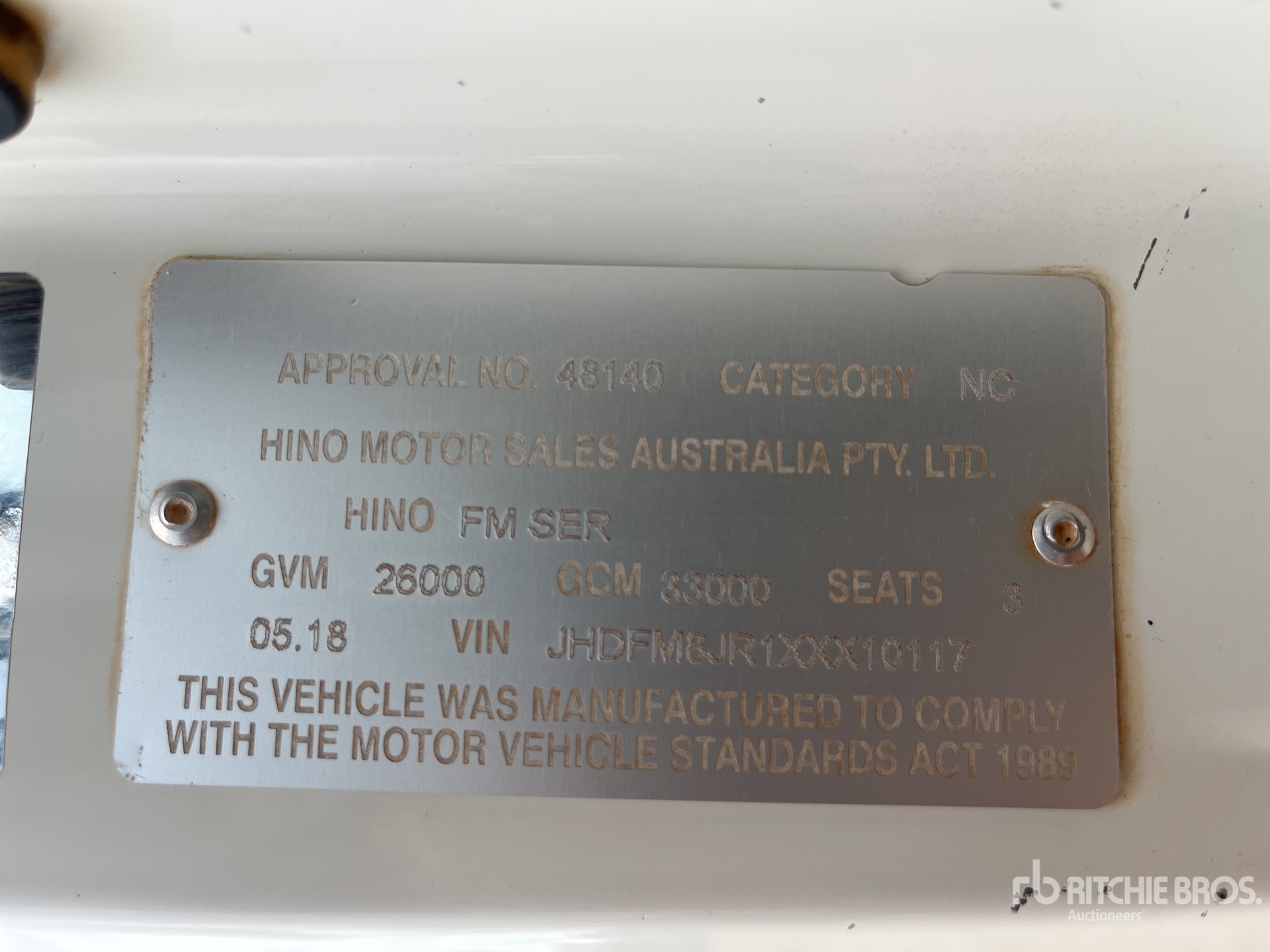 General Appearance with Serial Number / VIN