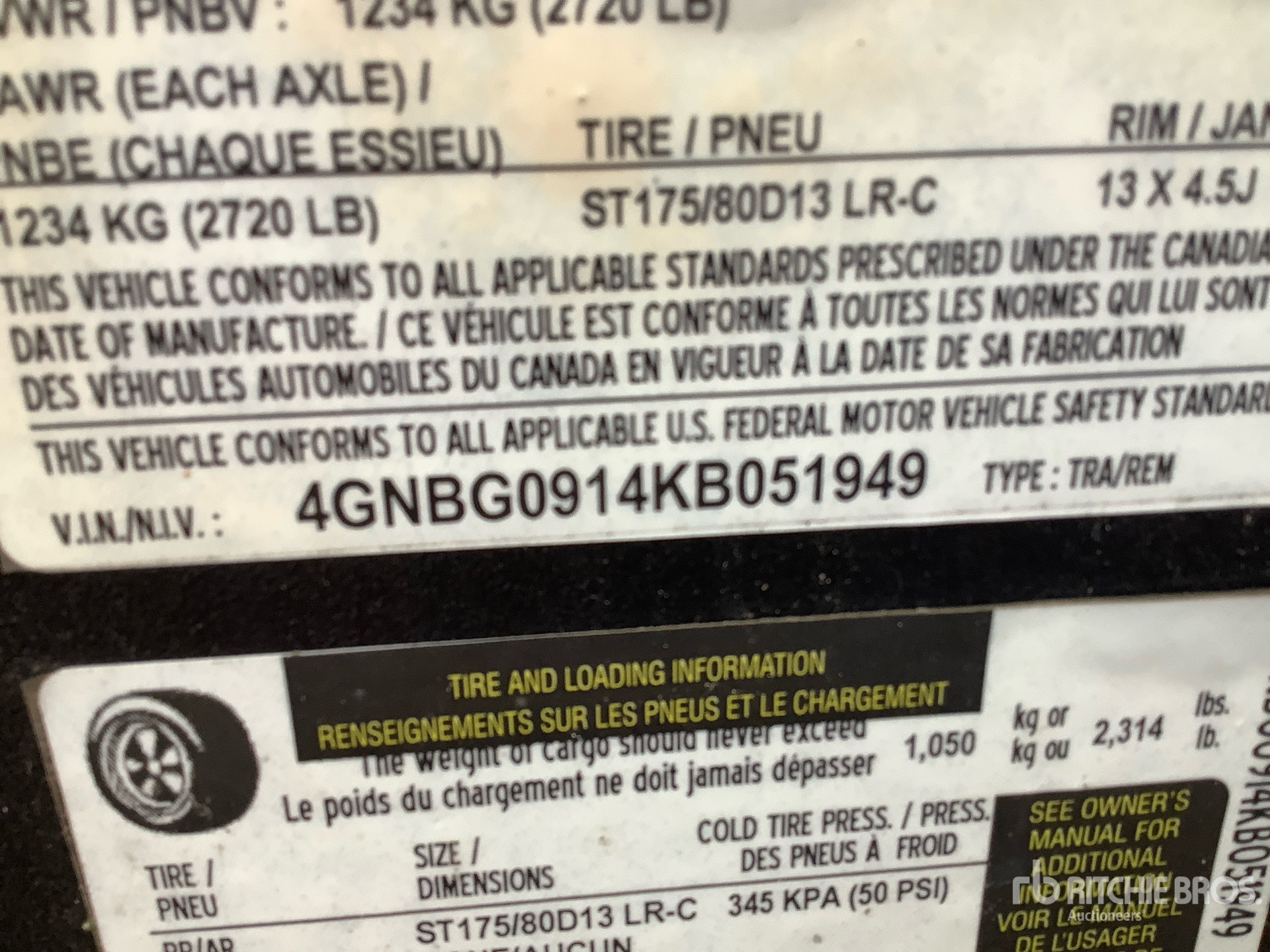 General Appearance with Serial Number / VIN