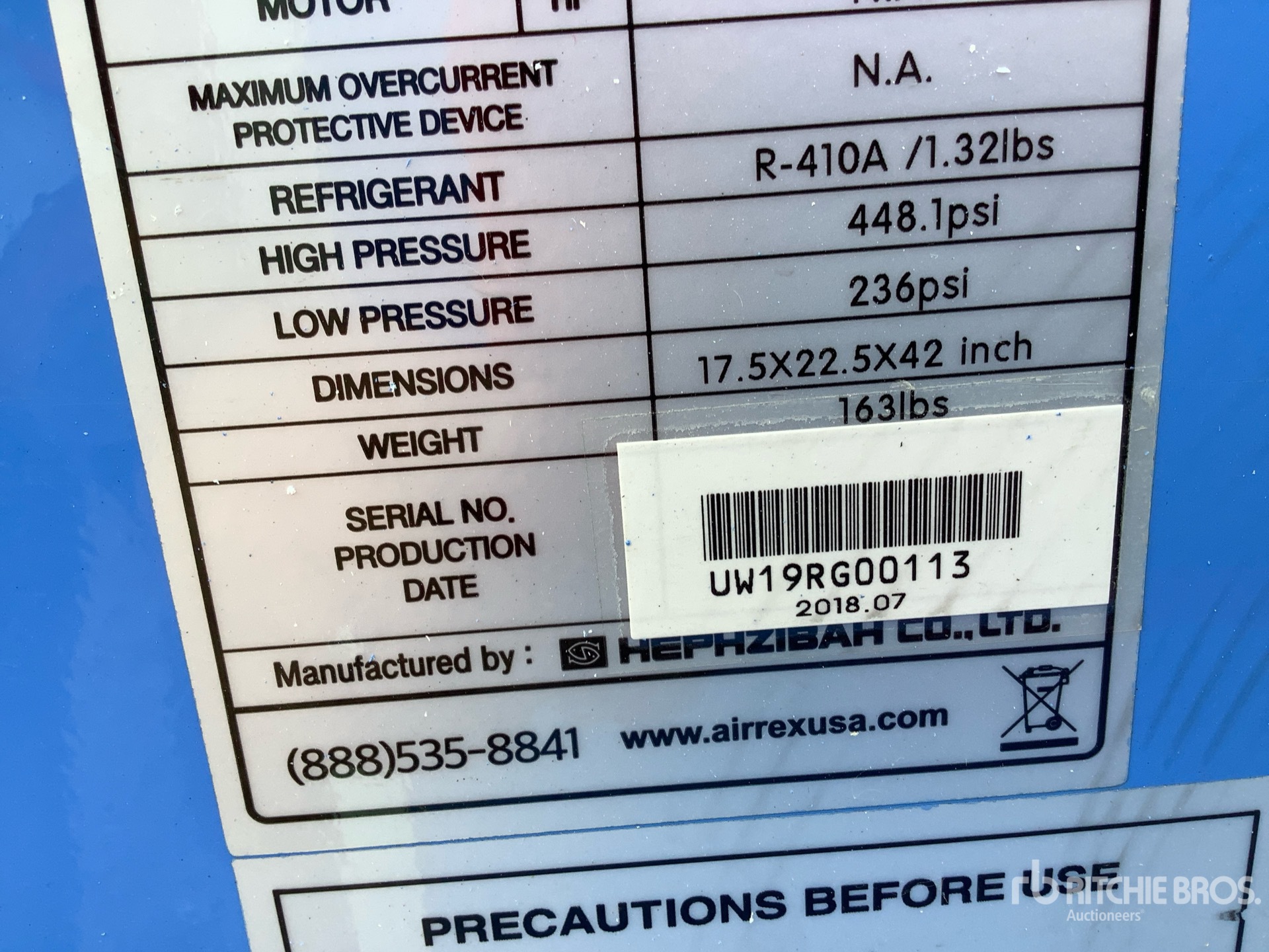 General Appearance with Serial Number / VIN