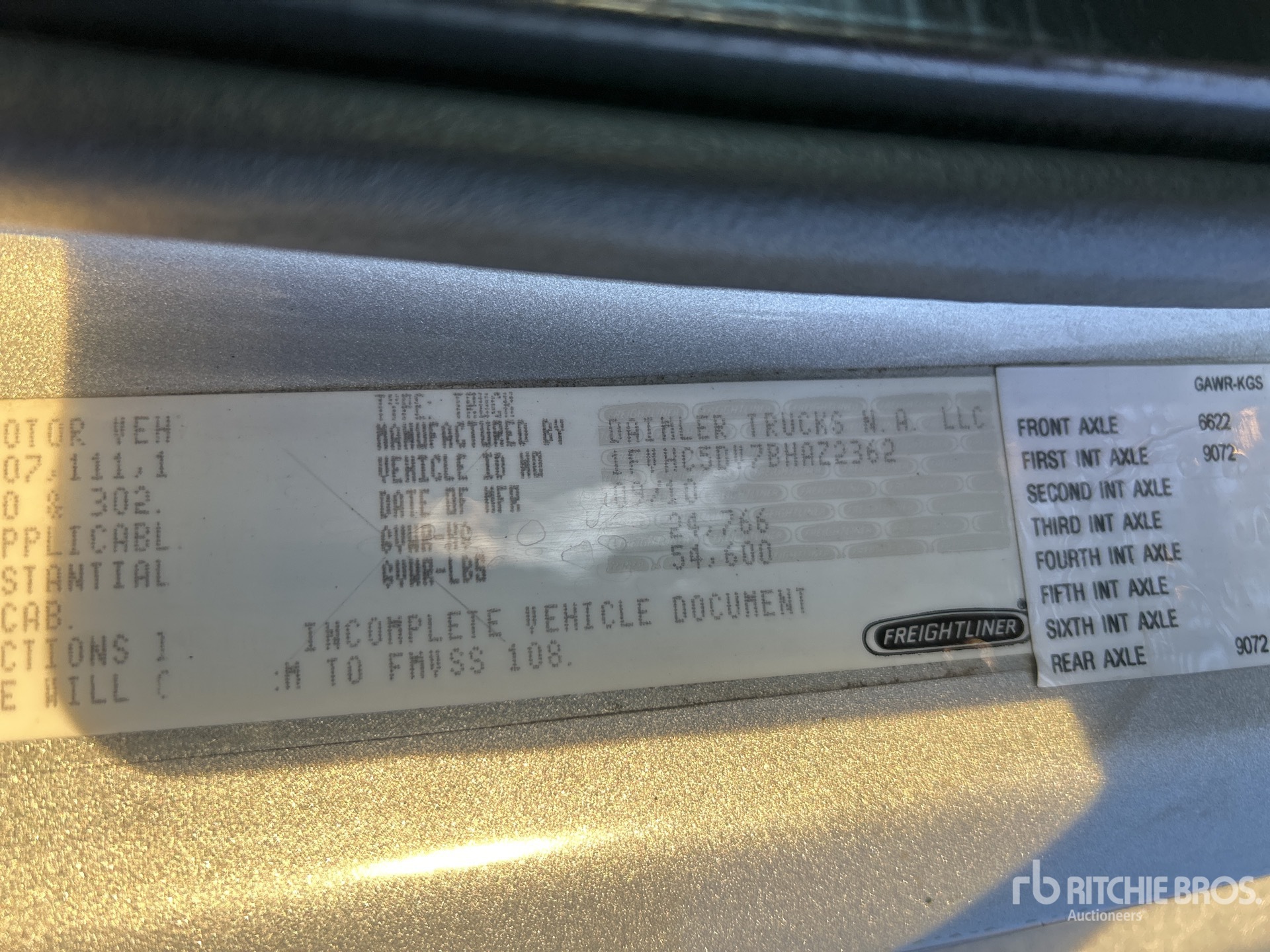General Appearance with Serial Number / VIN