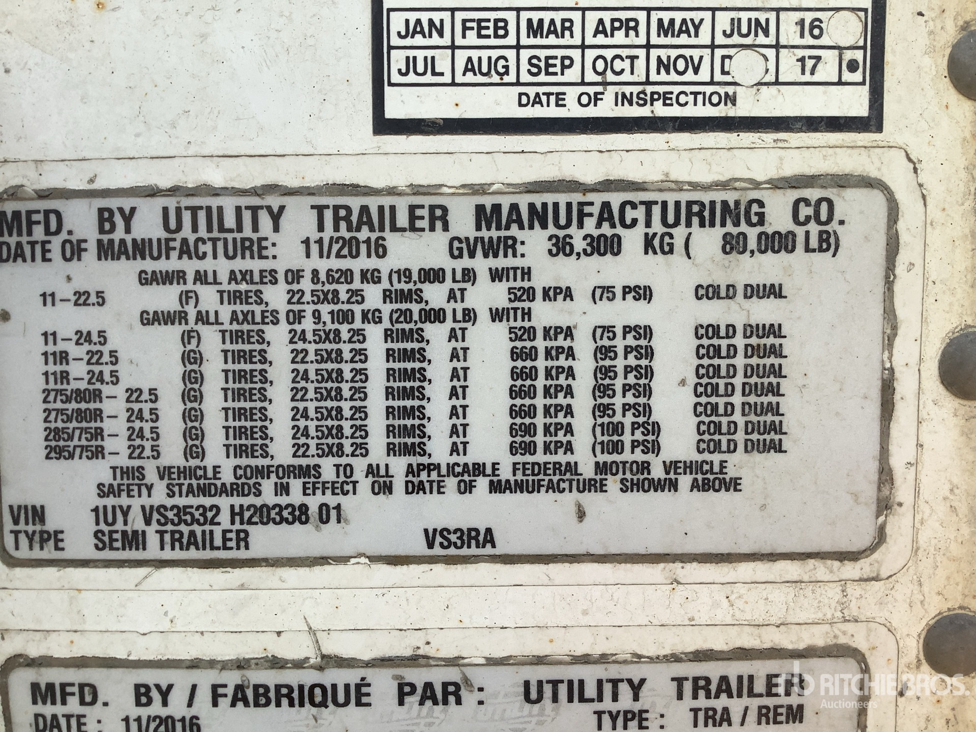 General Appearance with Serial Number / VIN
