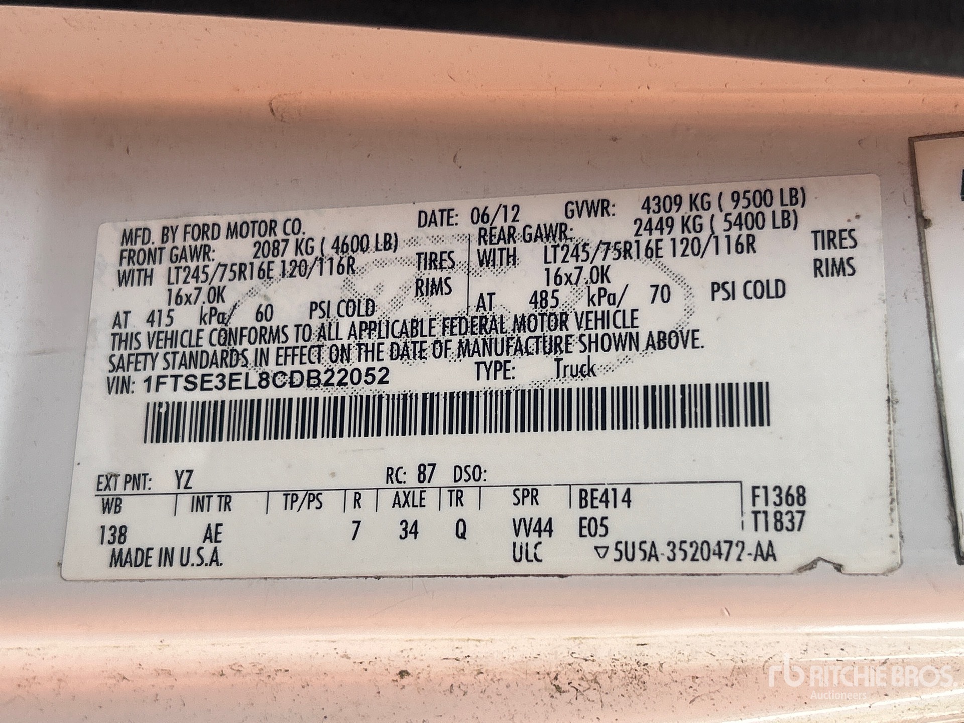 General Appearance with Serial Number / VIN