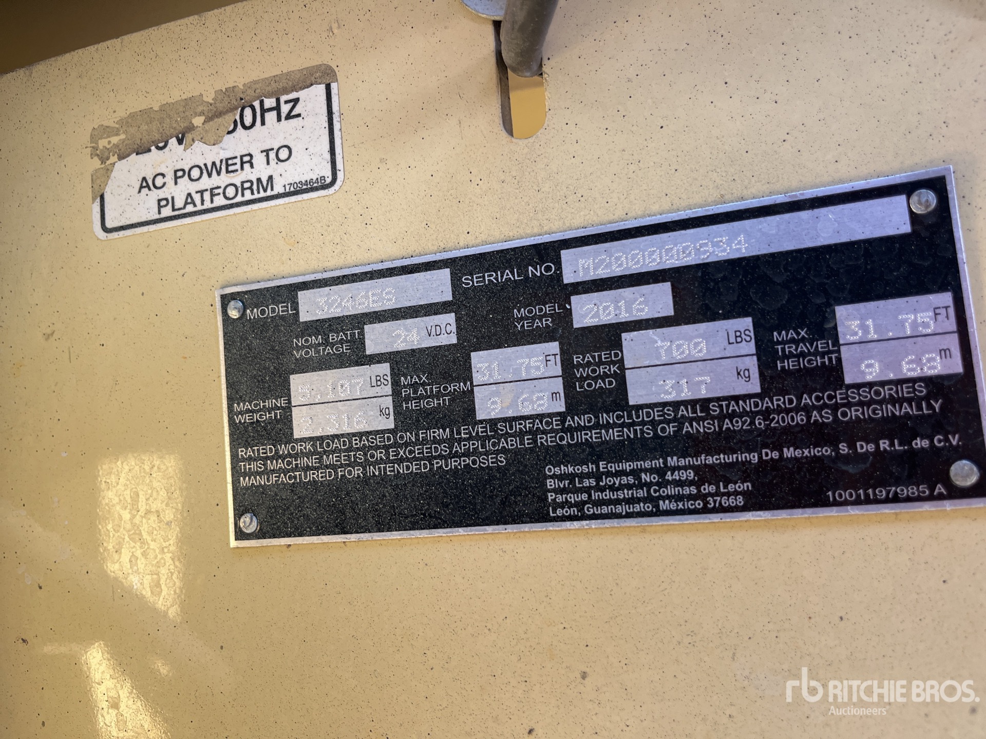 General Appearance with Serial Number / VIN