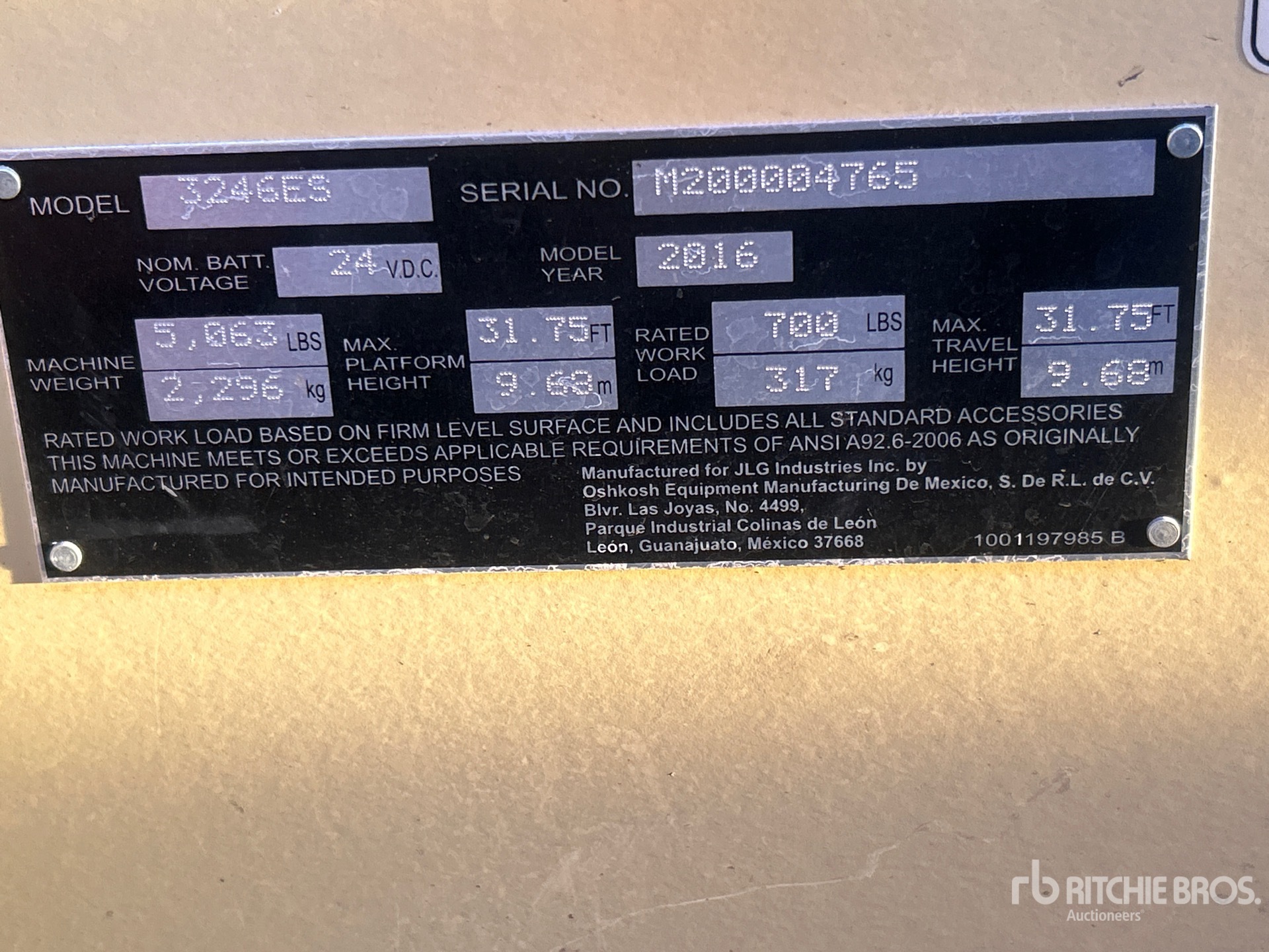General Appearance with Serial Number / VIN