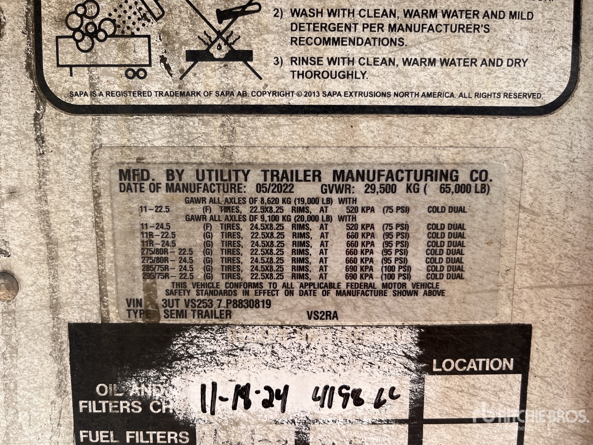General Appearance with Serial Number / VIN