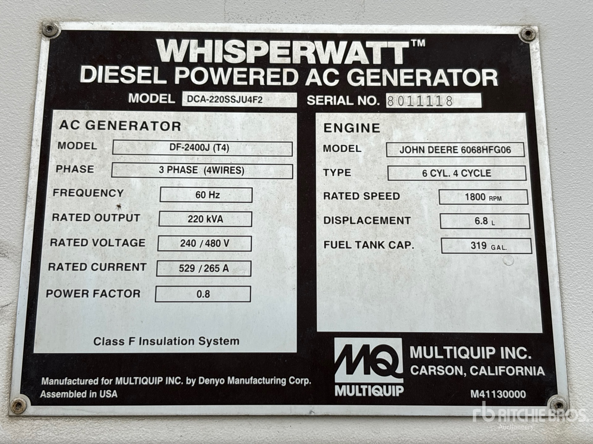 General Appearance with Serial Number / VIN