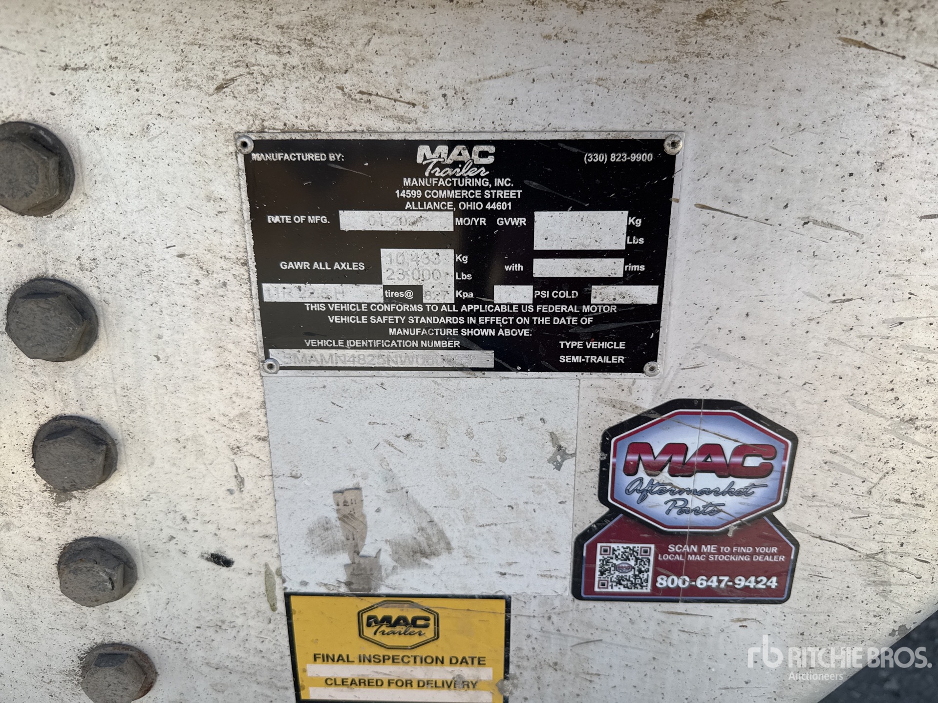 General Appearance with Serial Number / VIN